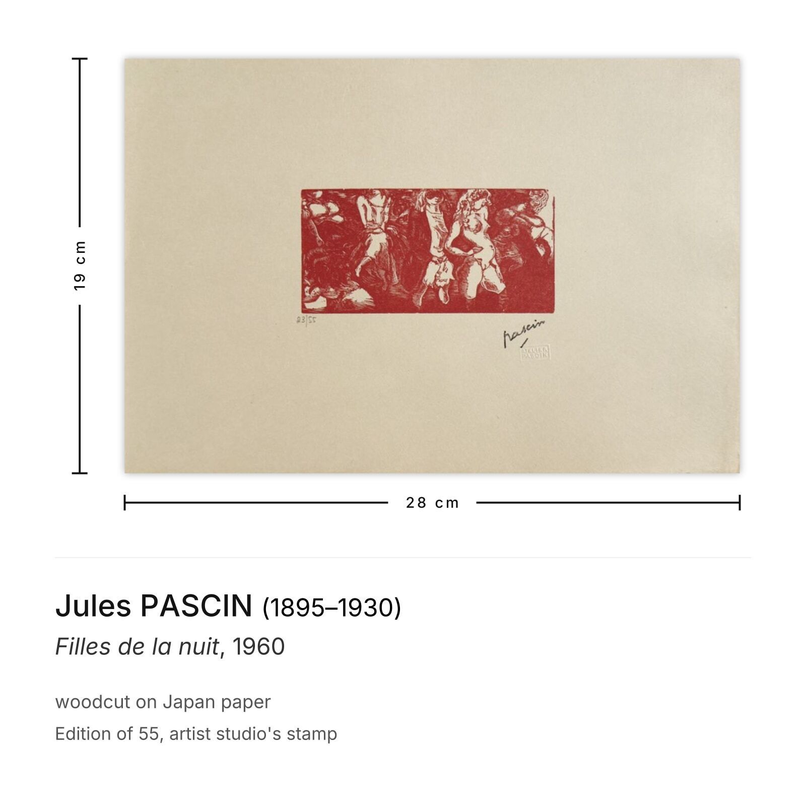 Jules Pascin Woodcut Filles De La Nuit 1960 photo furniture