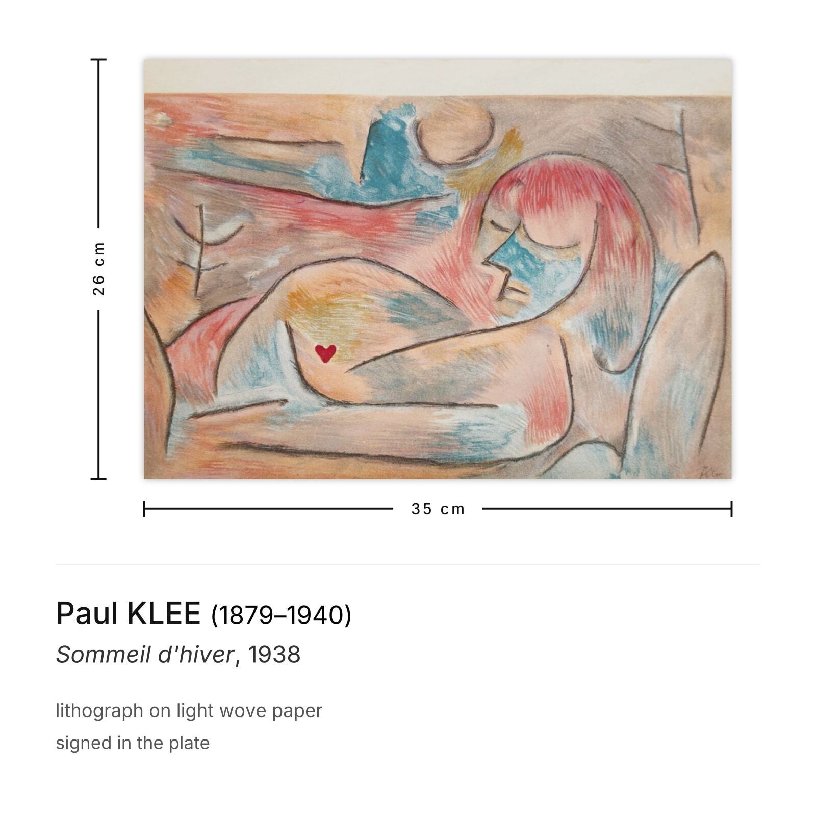 Paul Klee Lithograph Sommeil D'hiver 1938 photo furniture