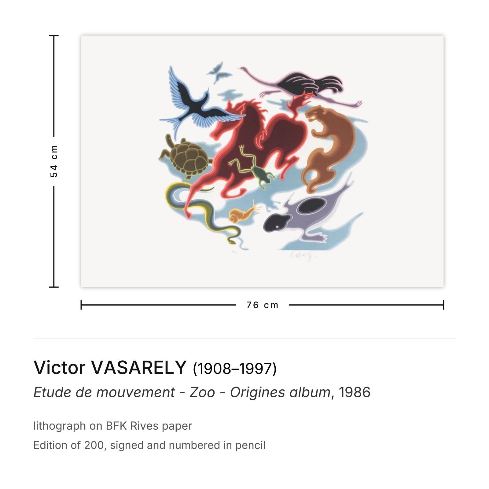 Victor Vasarely Gesigneerde Lithografie Etude De Mouvement   Zoo   Origines Album 1986 photo furniture