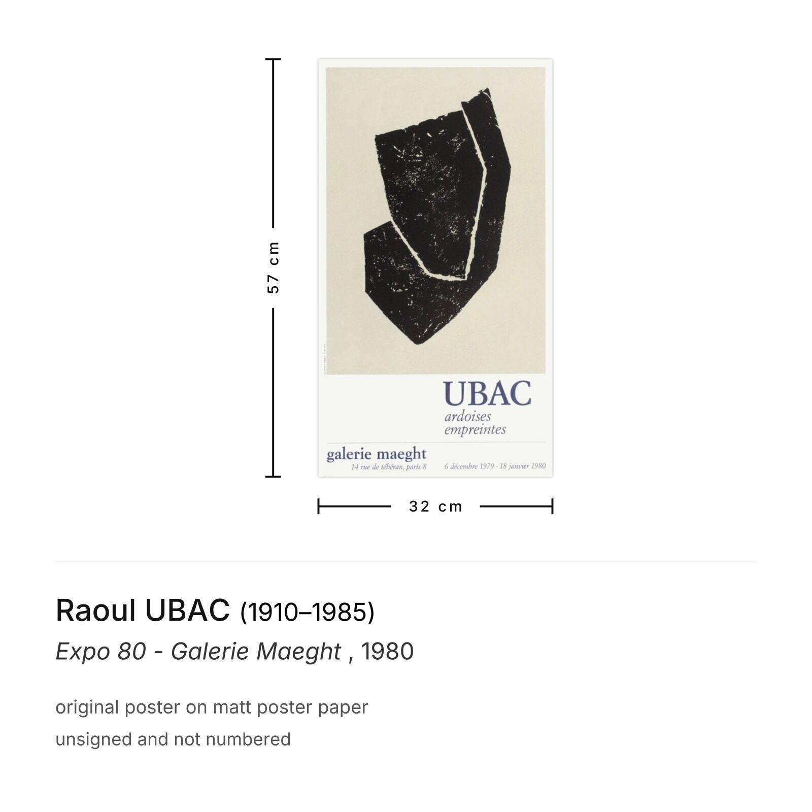 Raoul Ubac Poster Expo 80   Galerie Maeght photo furniture