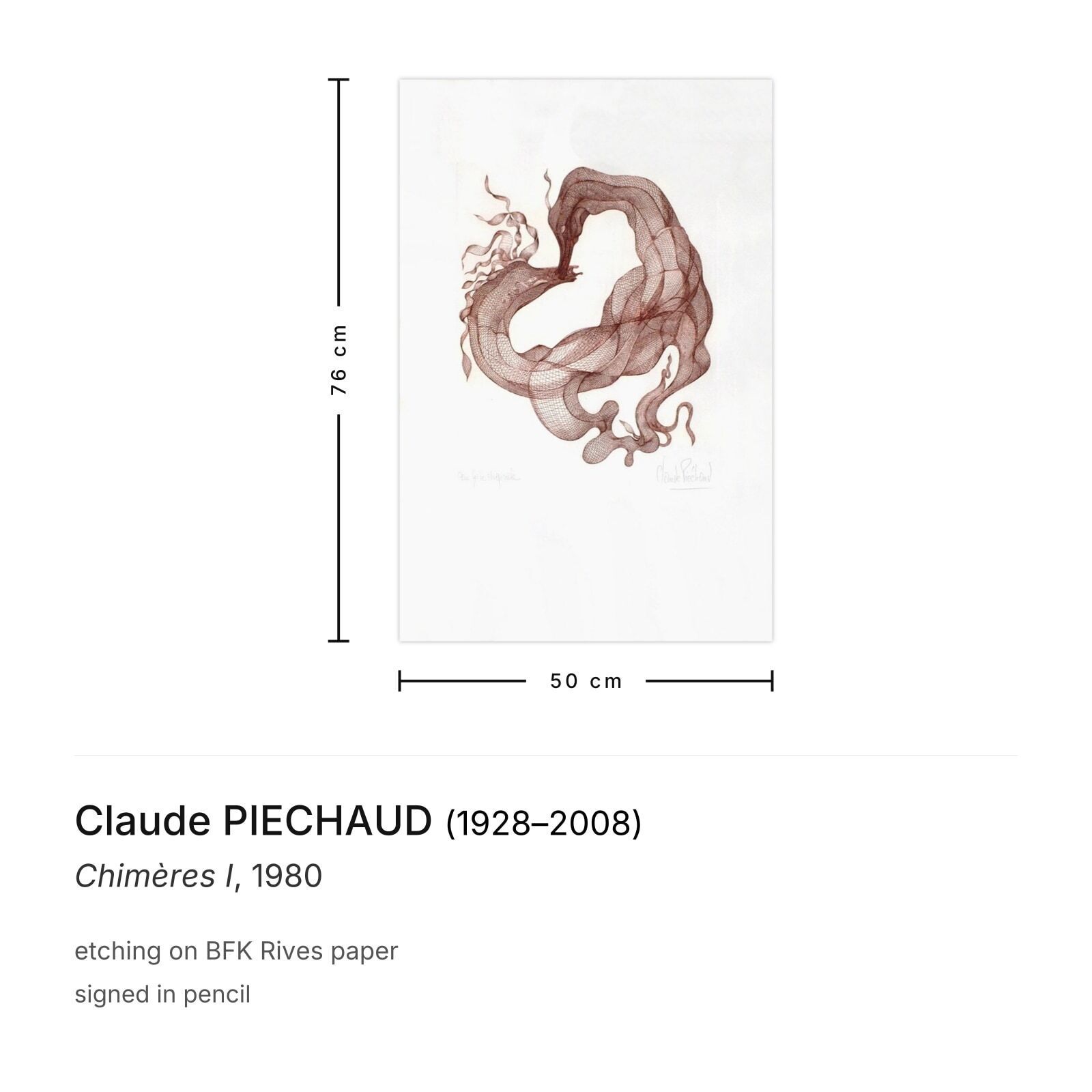 Claude Piechaud Gesigneerde Ets Chimères I 1980 photo furniture