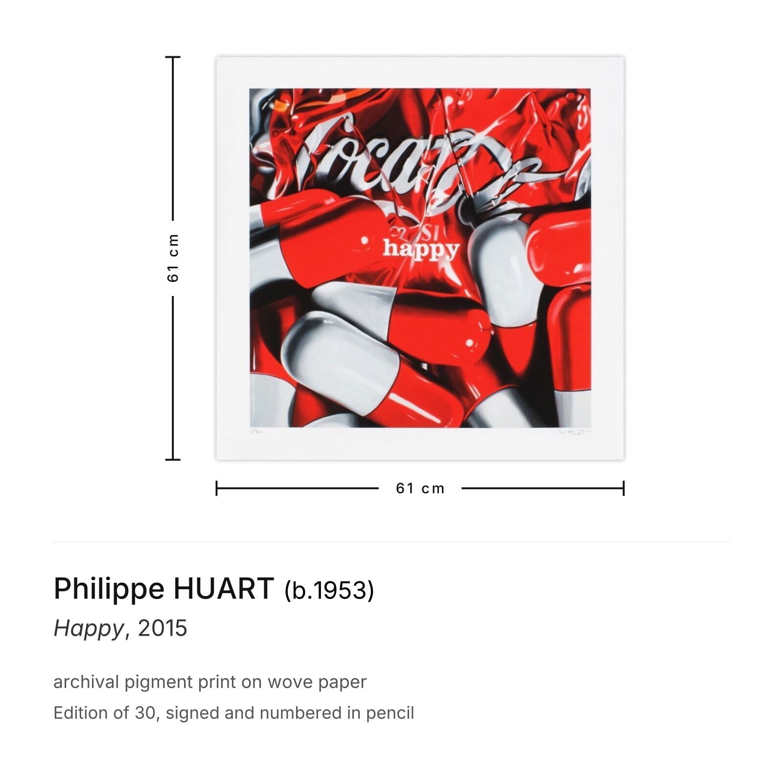 Philippe Huart Signed Archival Pigment Print Happy 2015 photo furniture