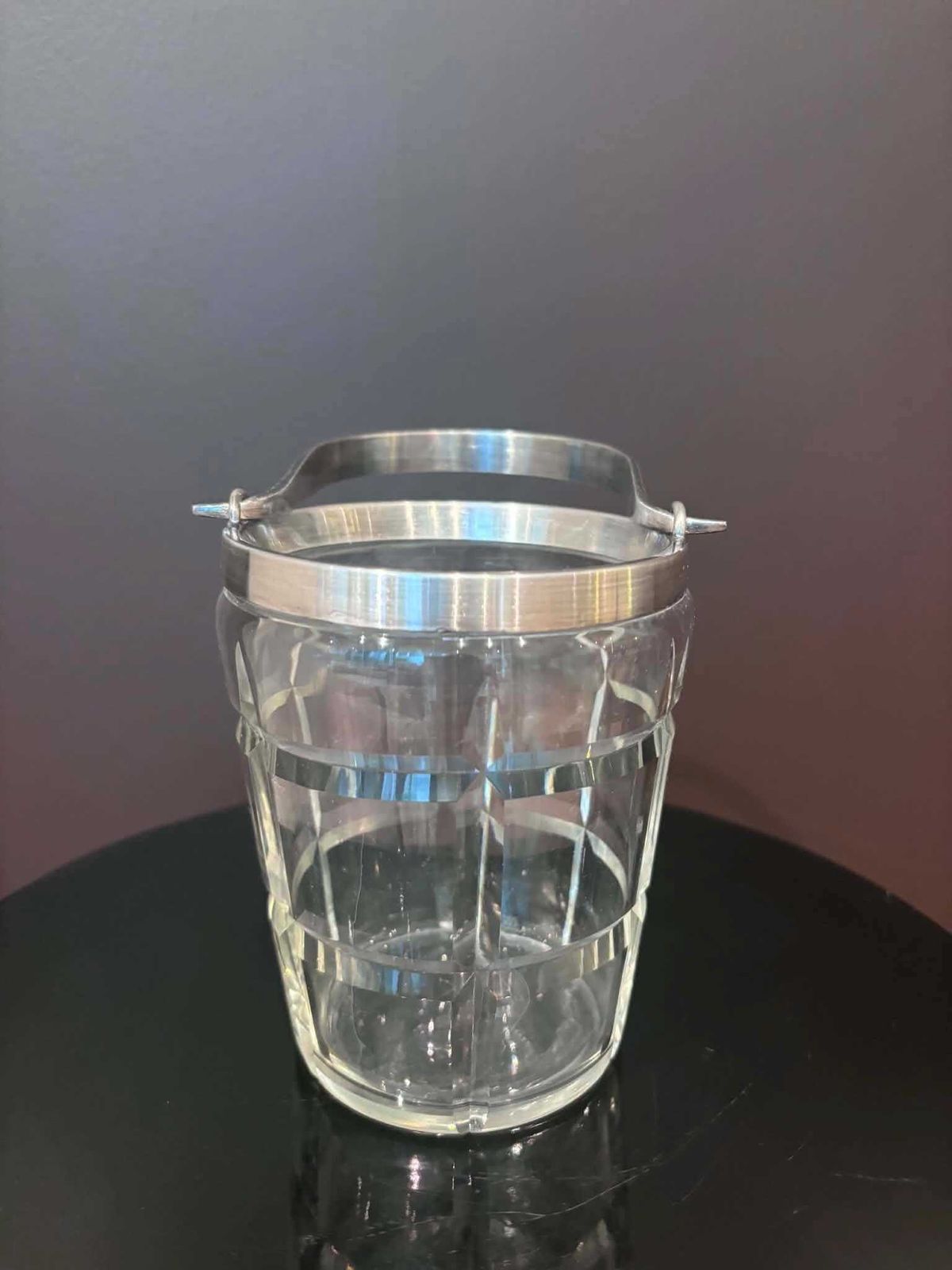Kristallen ijsemmer jaren 1940 – geslepen glas en metaal, mid-century Frans baraccessoire photo buy