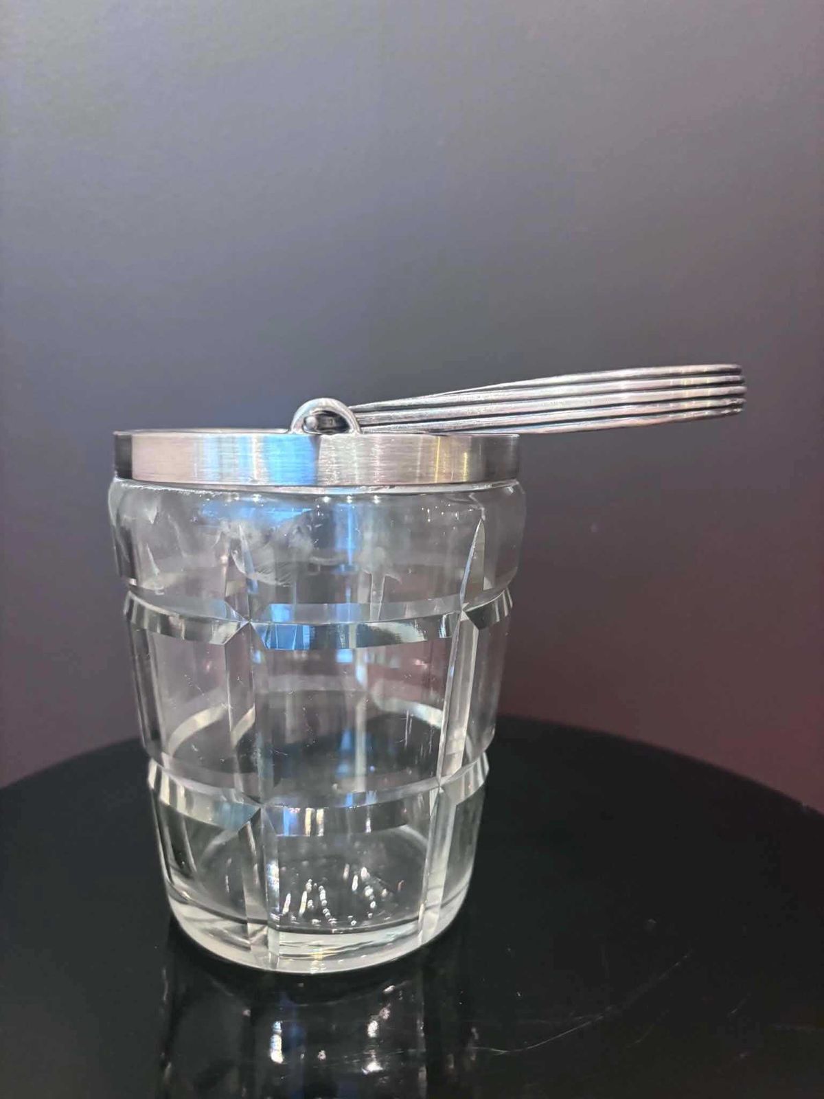 Woonaccessoires Kristallen ijsemmer jaren 1940 – geslepen glas en metaal, mid-century Frans baraccessoire photo