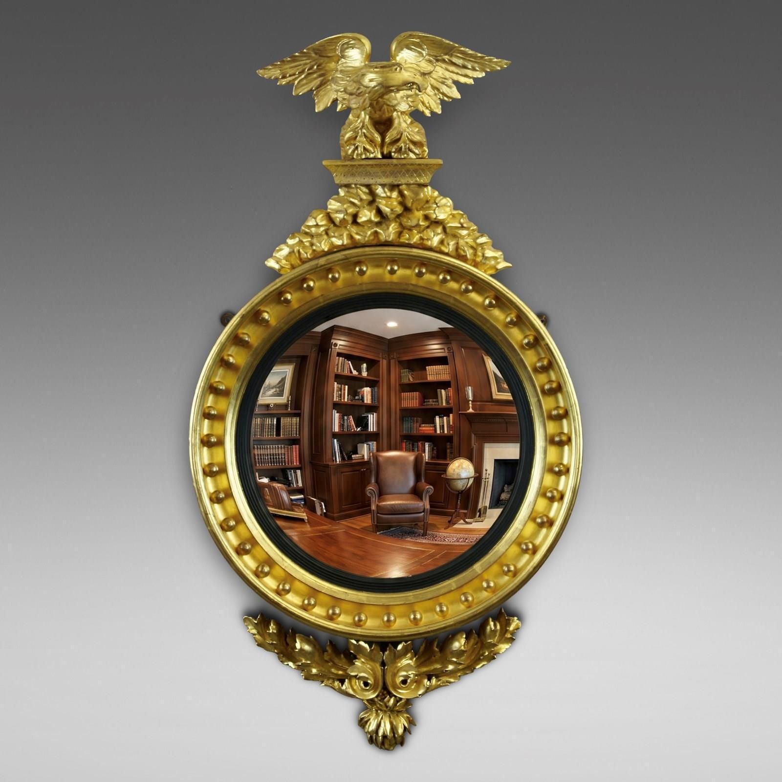 A Regency Gilt Wood Convex Mirror