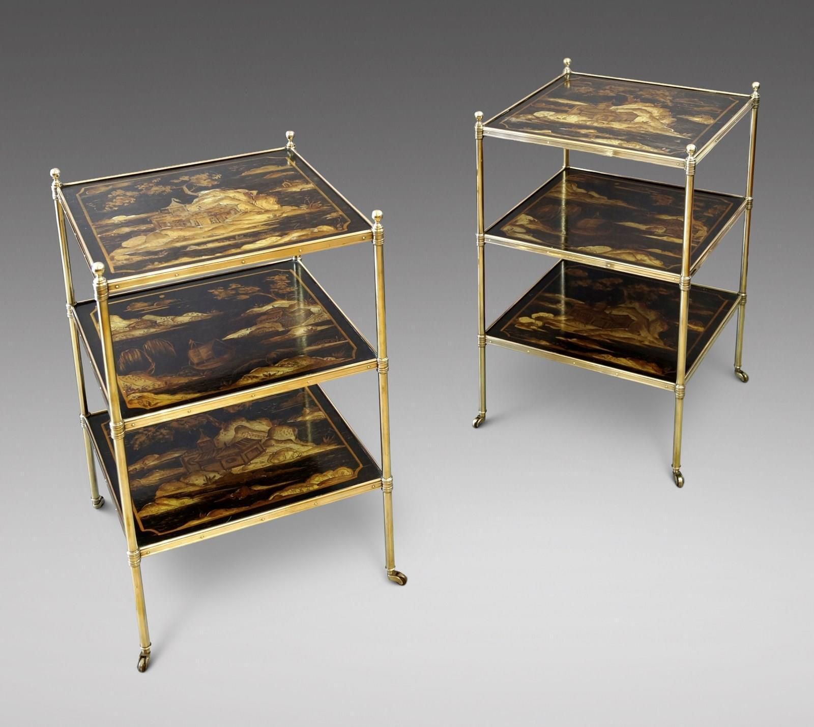 Fine Pair Brass Etageres/Side Table