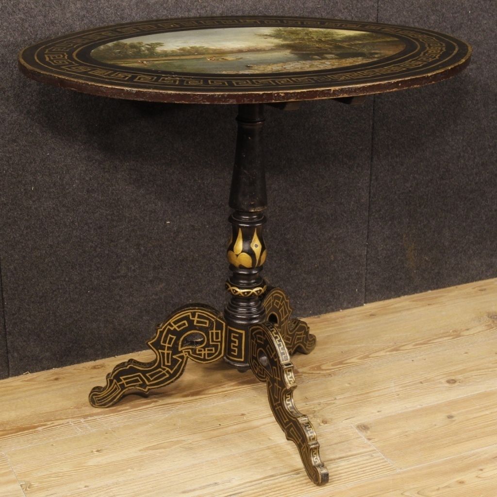 English Lacquered And Painted Side Table From 20th Century photo furniture