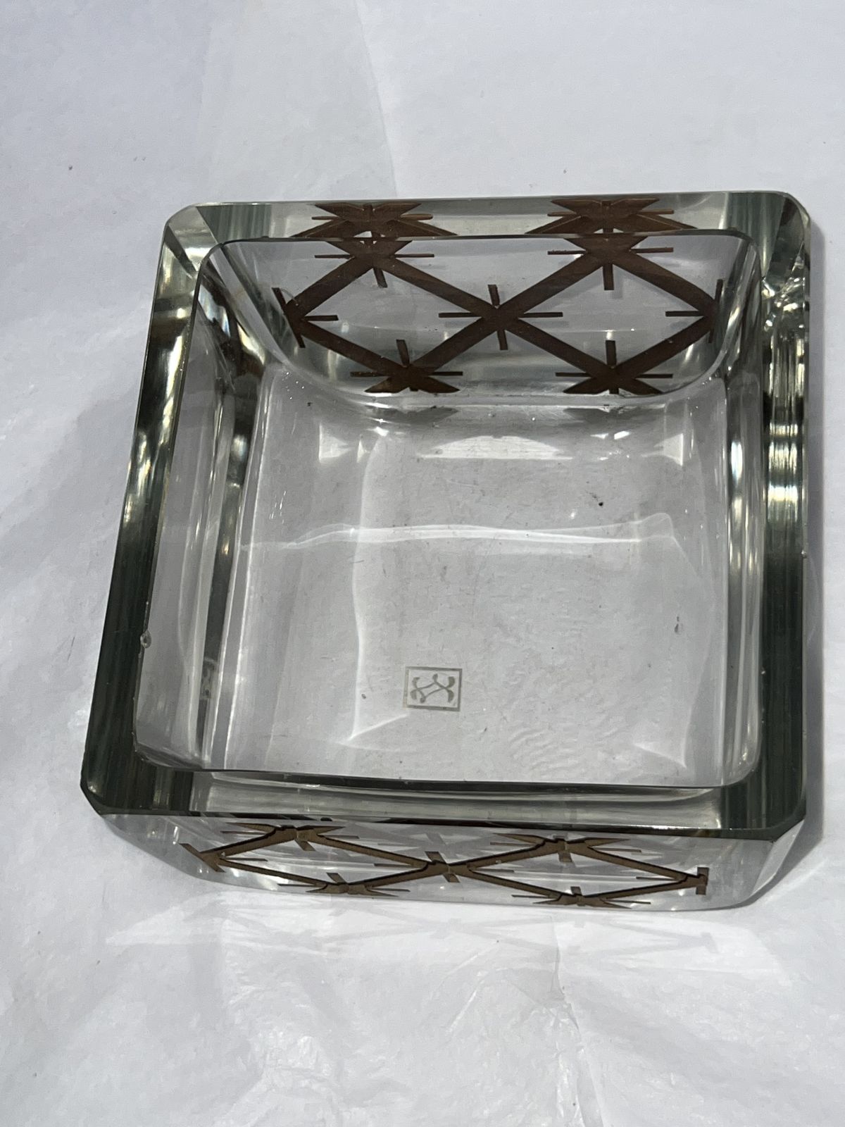 Jean Luce (Frans, 1895-1964) Zeldzame Gesigneerde Art Deco Vide Poche in Gerookt Glas, Frankrijk, ca. 1930 photo 1800.0