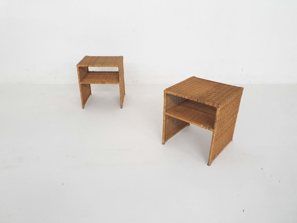 Set van twee rieten nachtkastjes, Frankrijk, ca. jaren 1960 photo furniture