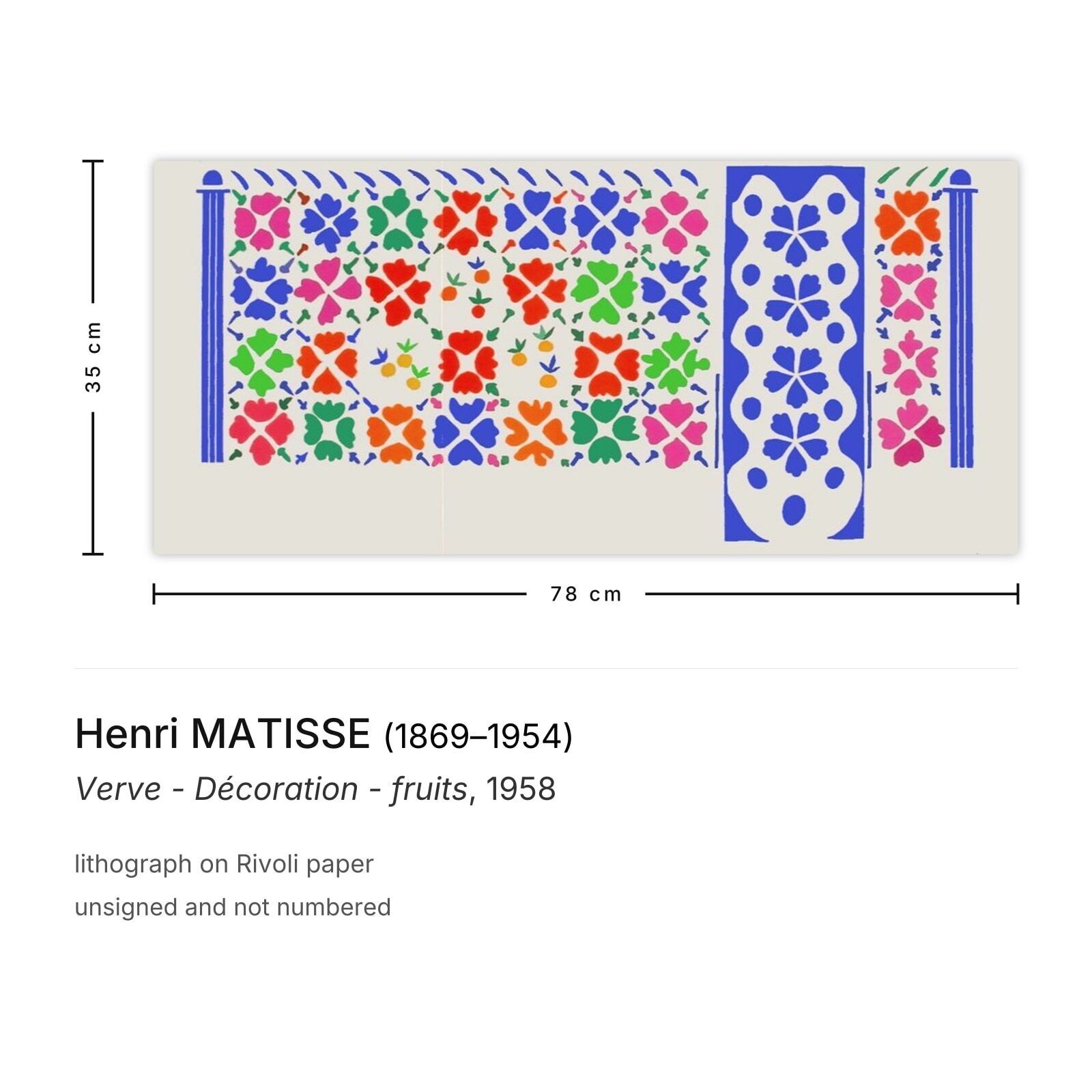 Henri Matisse Lithograph Verve   Décoration   Fruits 1958 photo furniture