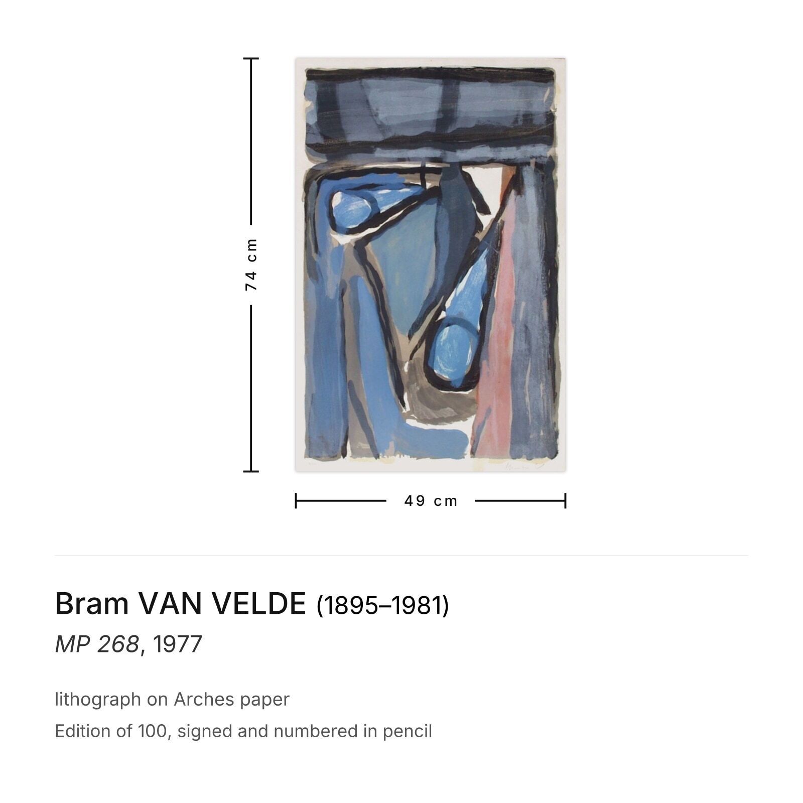 Bram Van Velde Gesigneerde Litho Mp 268 1977 photo furniture