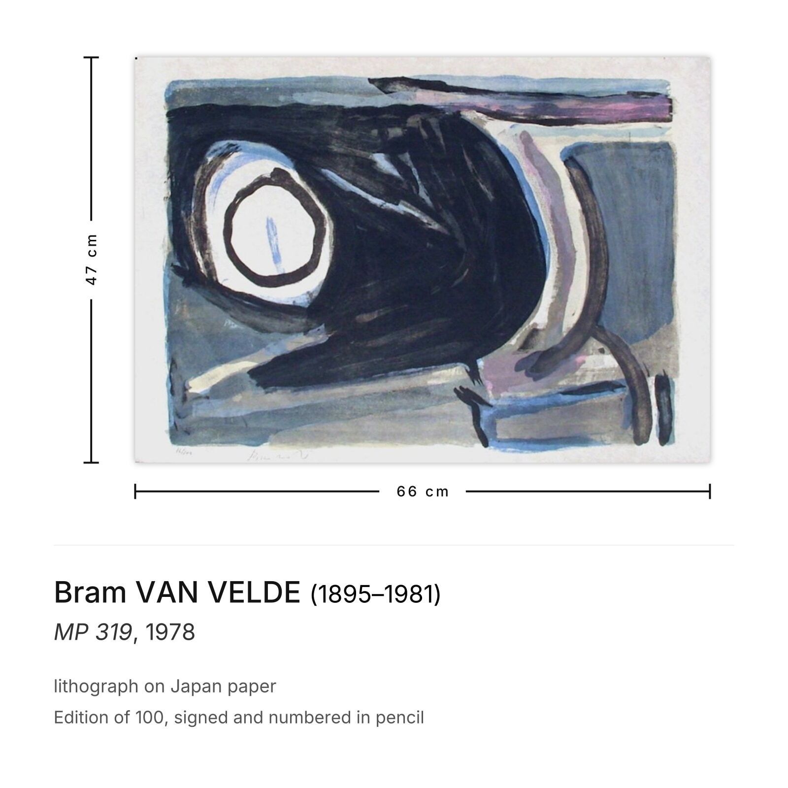Bram Van Velde Gesigneerde Litho Mp 319 1978 photo furniture