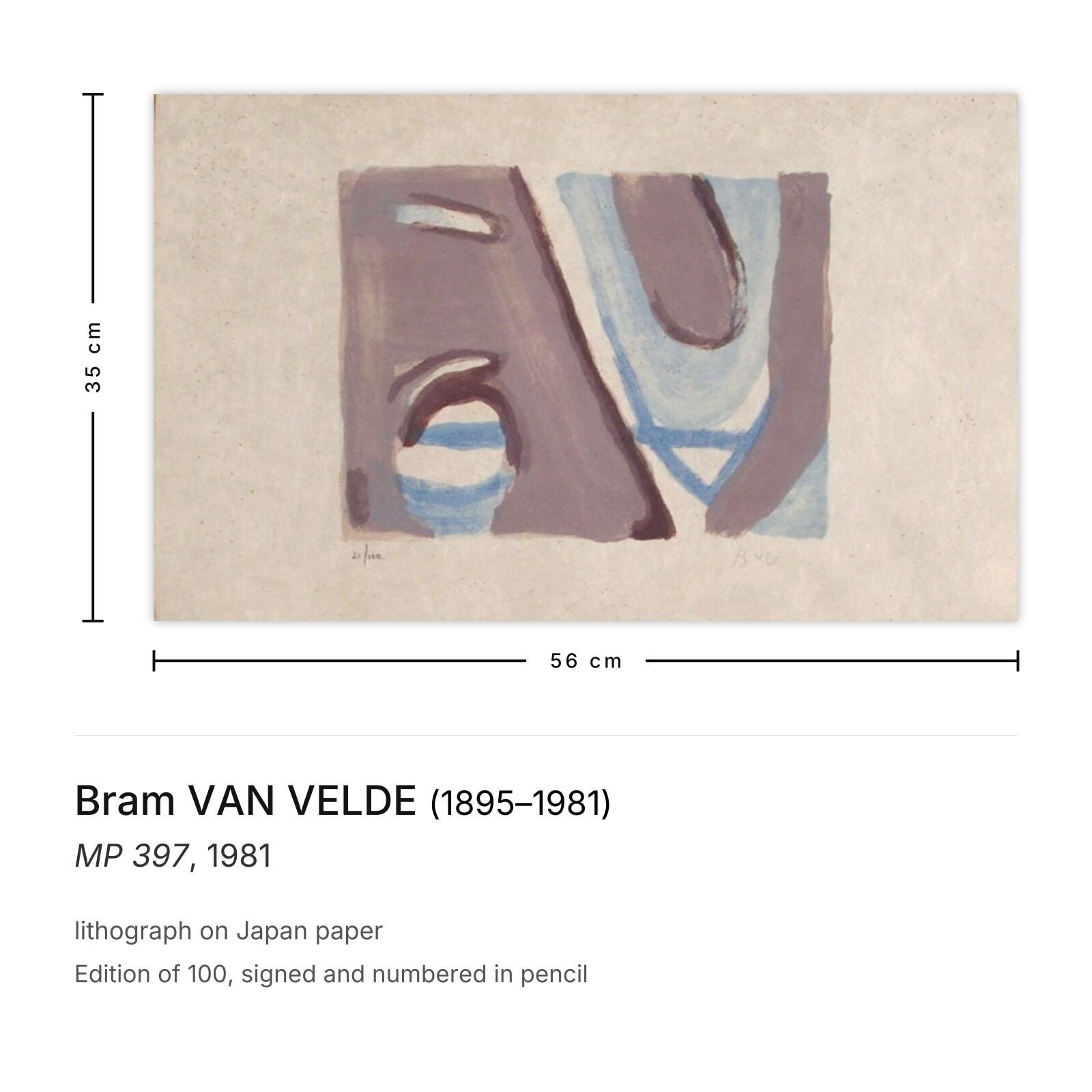 Bram Van Velde Gesigneerde Lithografie Mp 397 1981 photo furniture