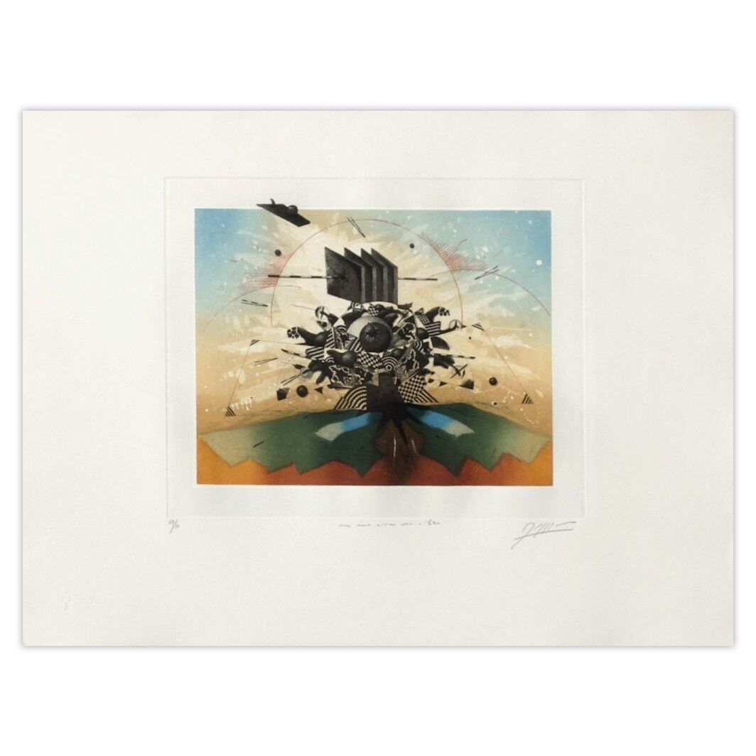 Georges Dussau Gesigneerde Ets Sur Une Rive Invisible 1981