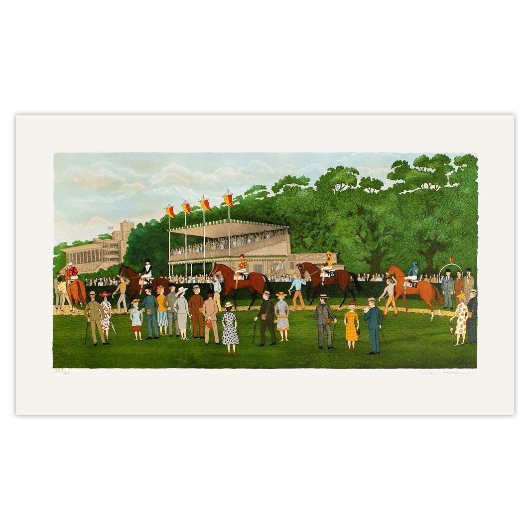 Vincent Haddelsey Gesigneerde Lithografie Prix De Diane à Chantilly 1985