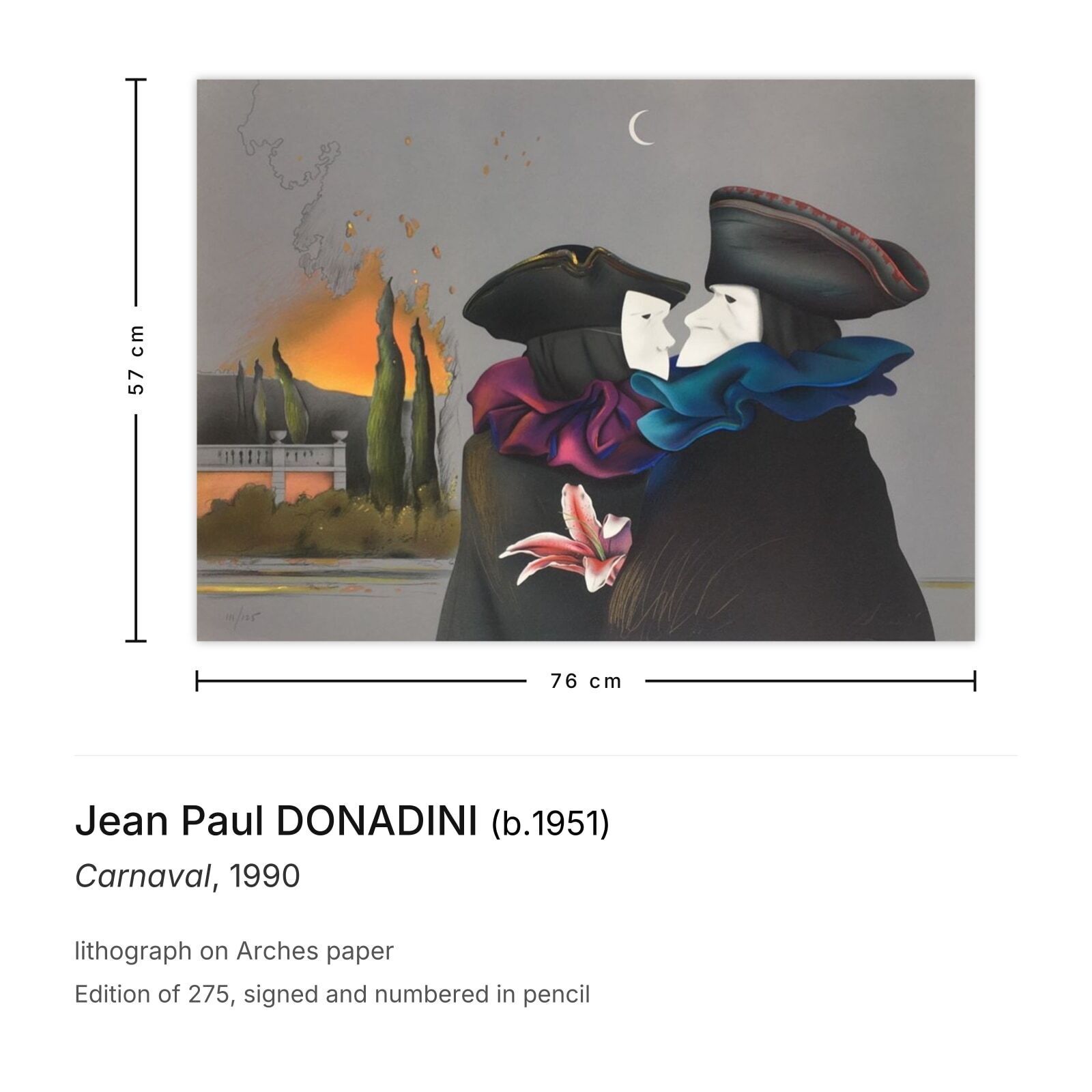Jean Paul Donadini gesigneerde lithografie Carnaval 1990 photo furniture