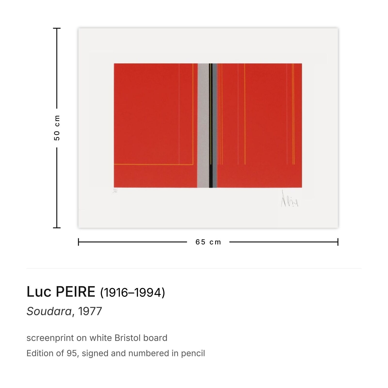 Luc Peire Gesigneerde Zeefdruk Soudara 1977 photo furniture