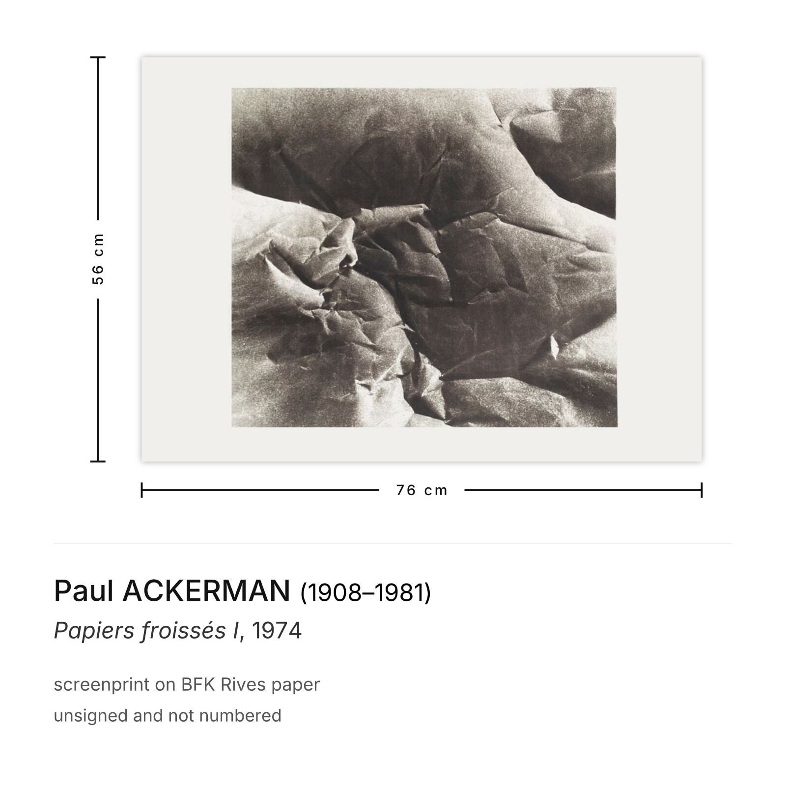 Paul Ackerman Screenprint Papiers Froissés I 1974 photo furniture