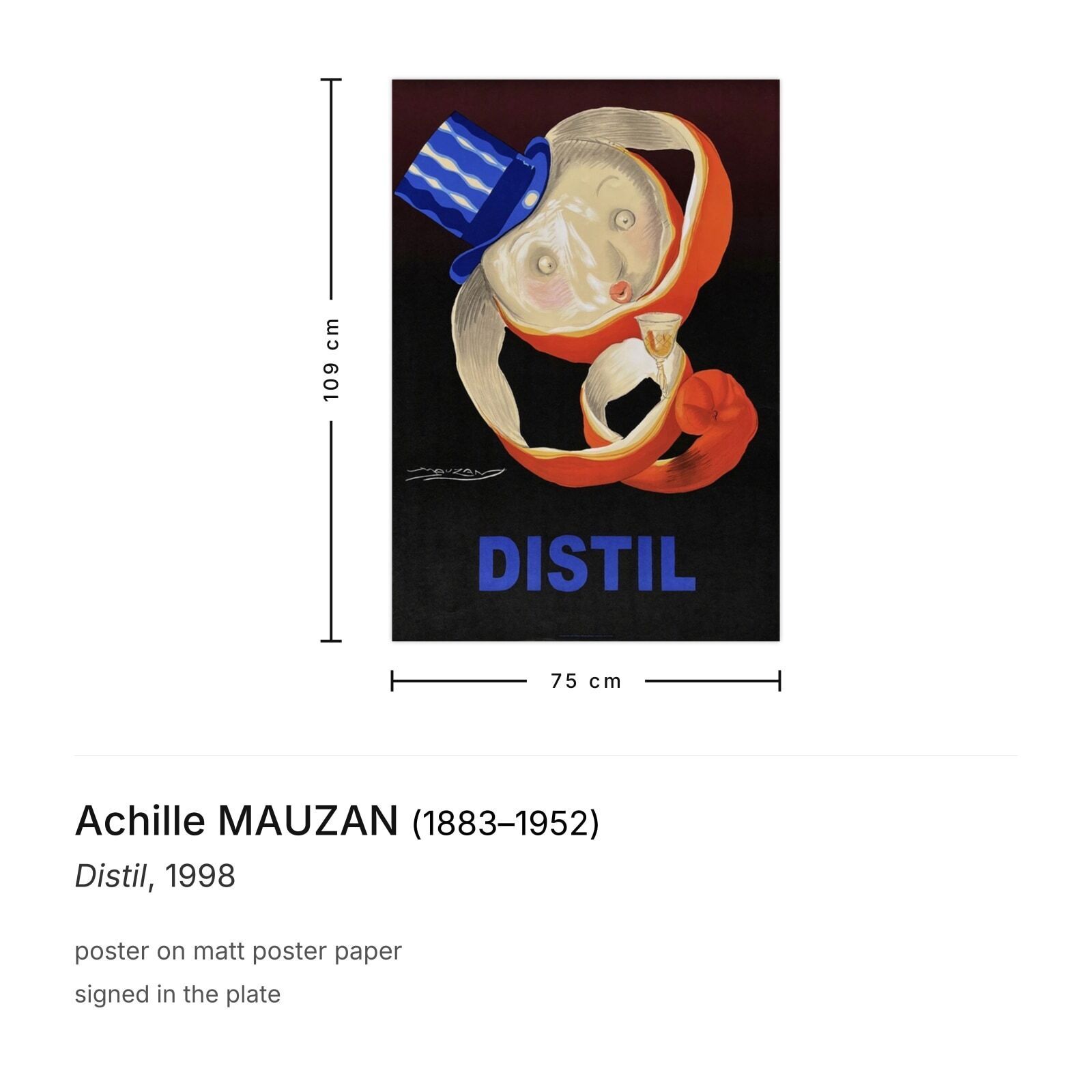 Achille Mauzan Poster Distil 1998 photo furniture