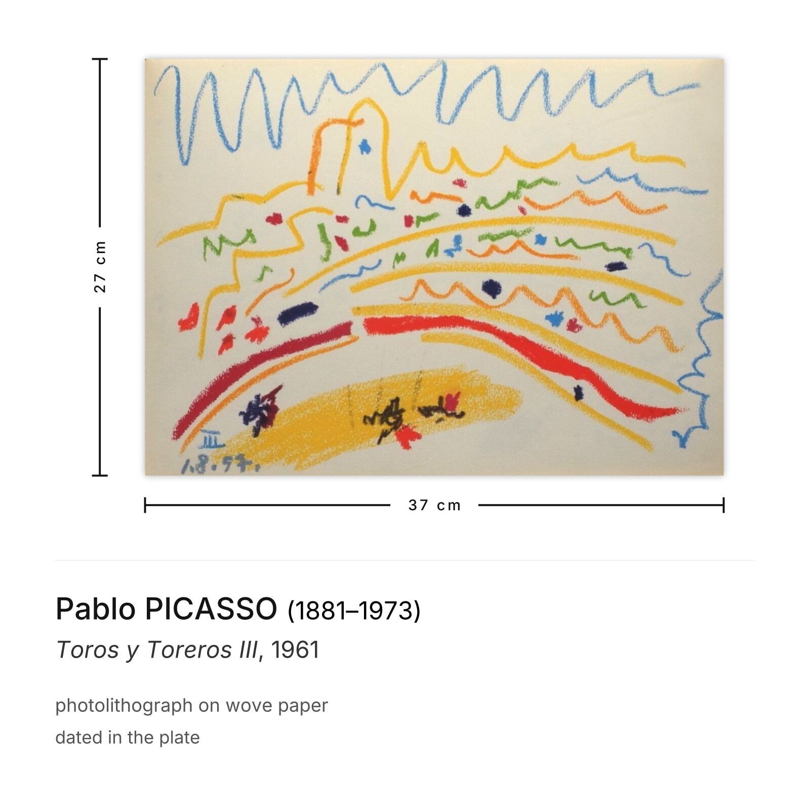 Pablo Picasso Lithograph Toros Y Toreros III 1961 photo furniture