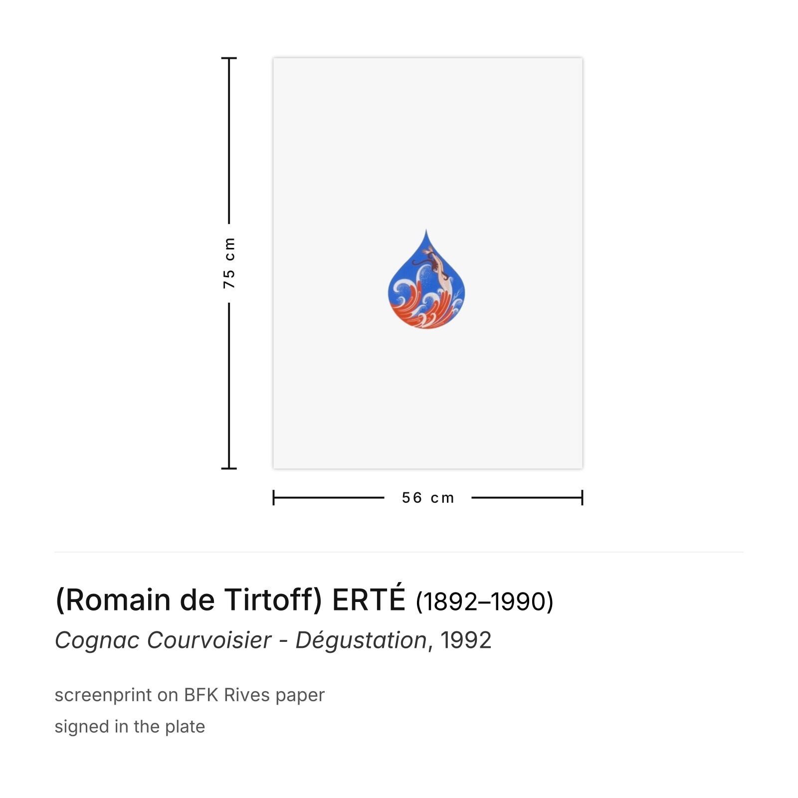 (Romain De Tirtoff) Erté Screenprint Cognac Courvoisier   Dégustation 1992 photo furniture