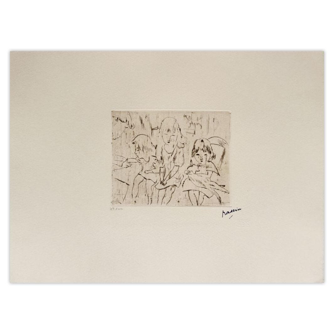 Jules Pascin Etching Trois Petites Filles 1980