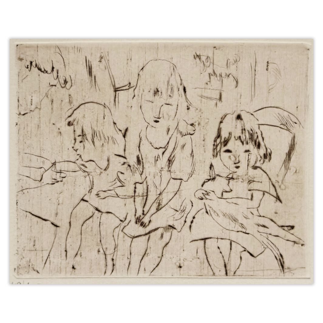 Jules Pascin Etching Trois Petites Filles 1980 photo for sale