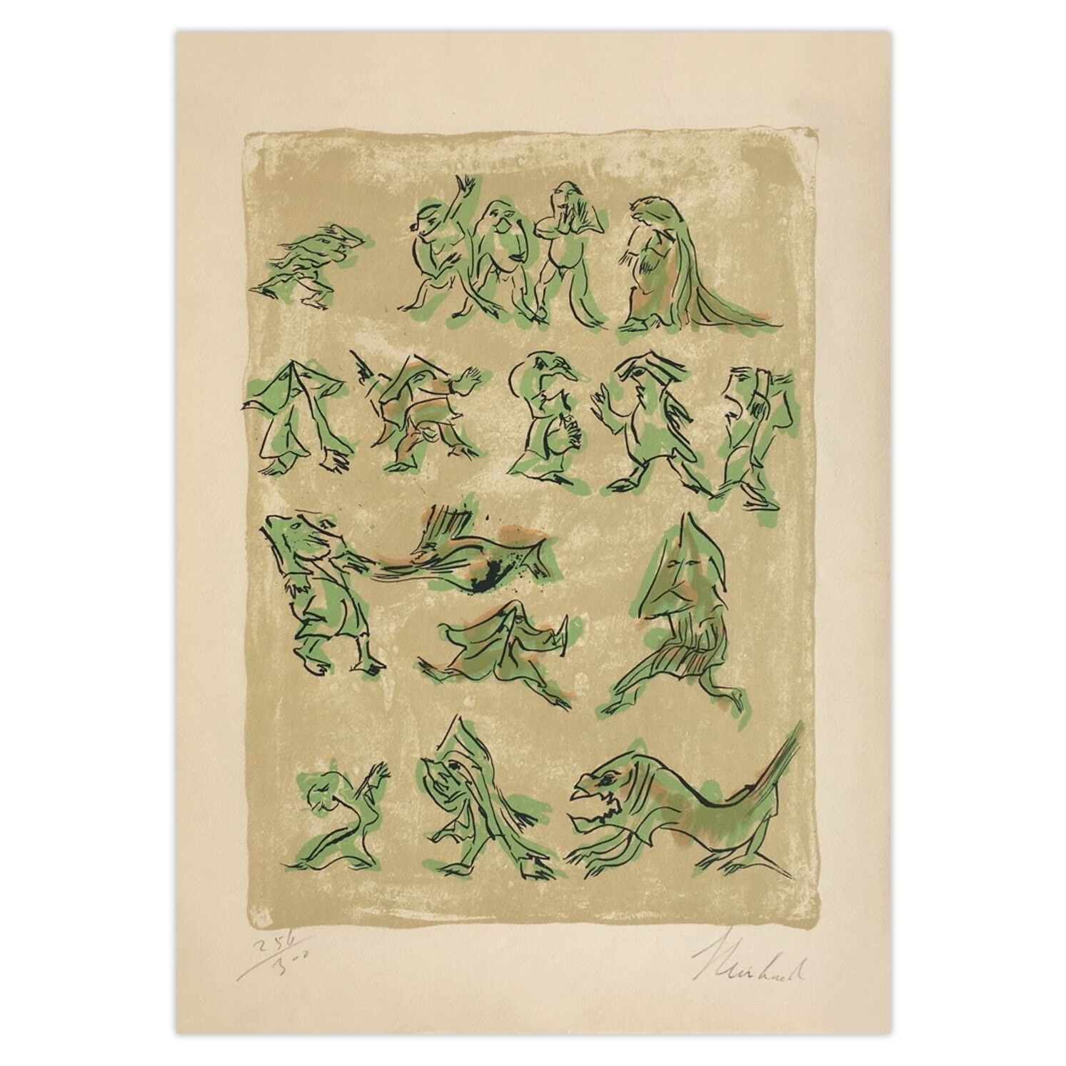 Reinhoud D'haese Gesigneerde Lithografie 17 Pour 1970