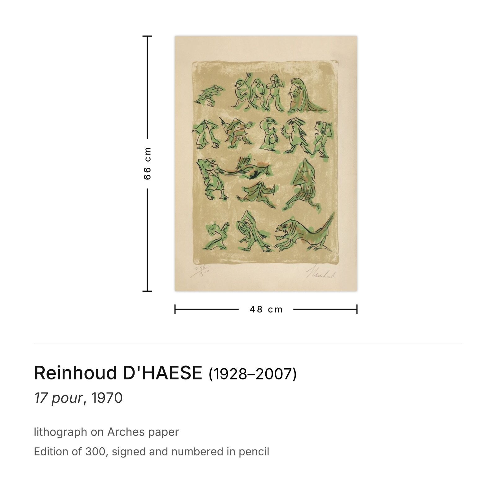Reinhoud D'haese Gesigneerde Lithografie 17 Pour 1970 photo furniture