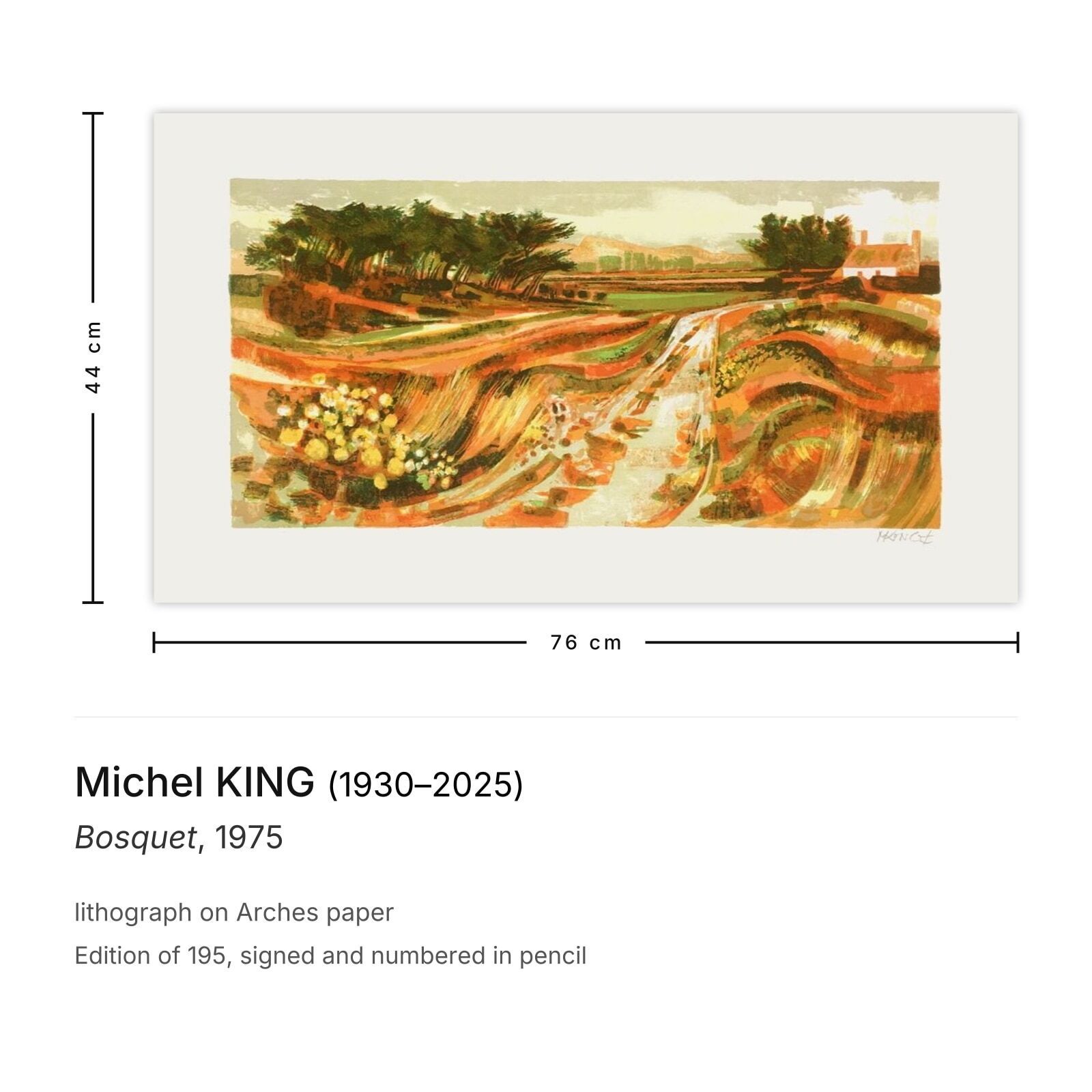 Michel King Signed Lithograph Bosquet 1975 photo furniture