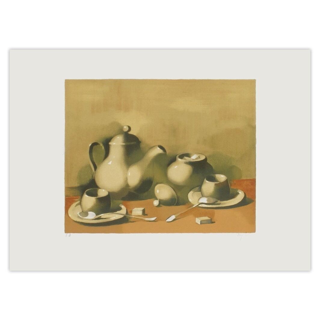 Manolo Ruiz Pipo Signed Lithograph Les Deux Tasses De Café 1986