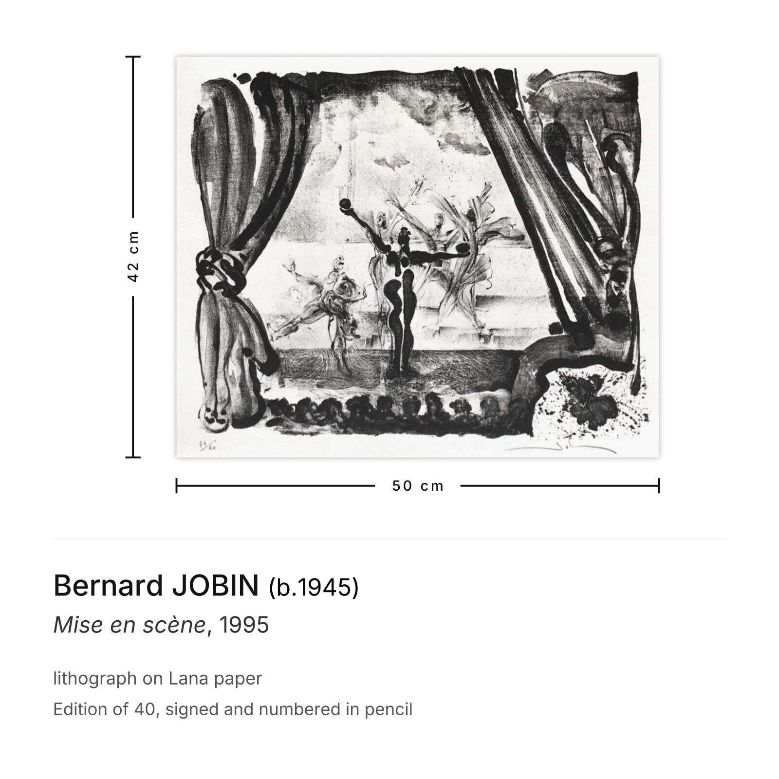 Bernard Jobin Signed Lithograph Mise En Scène 1995 photo furniture