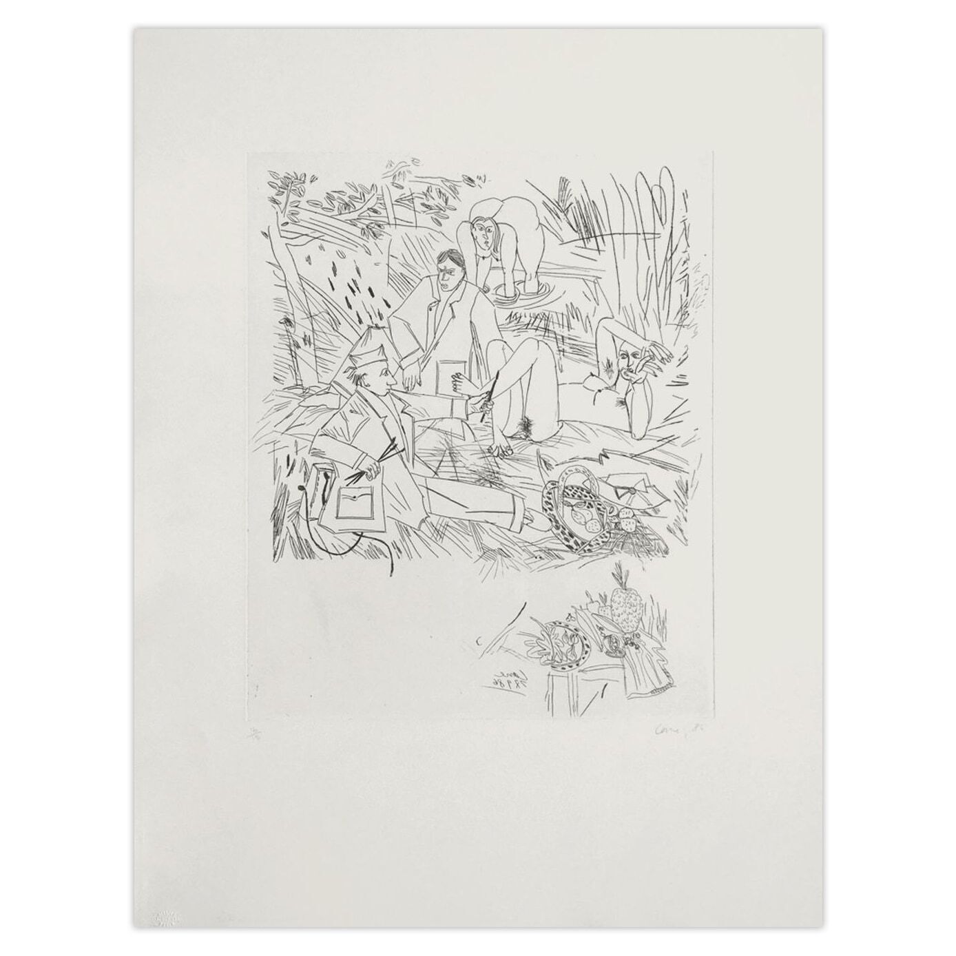Louis Cane Signed Etching Petit Déjeuner Sur L'herbe (1er état) 1986