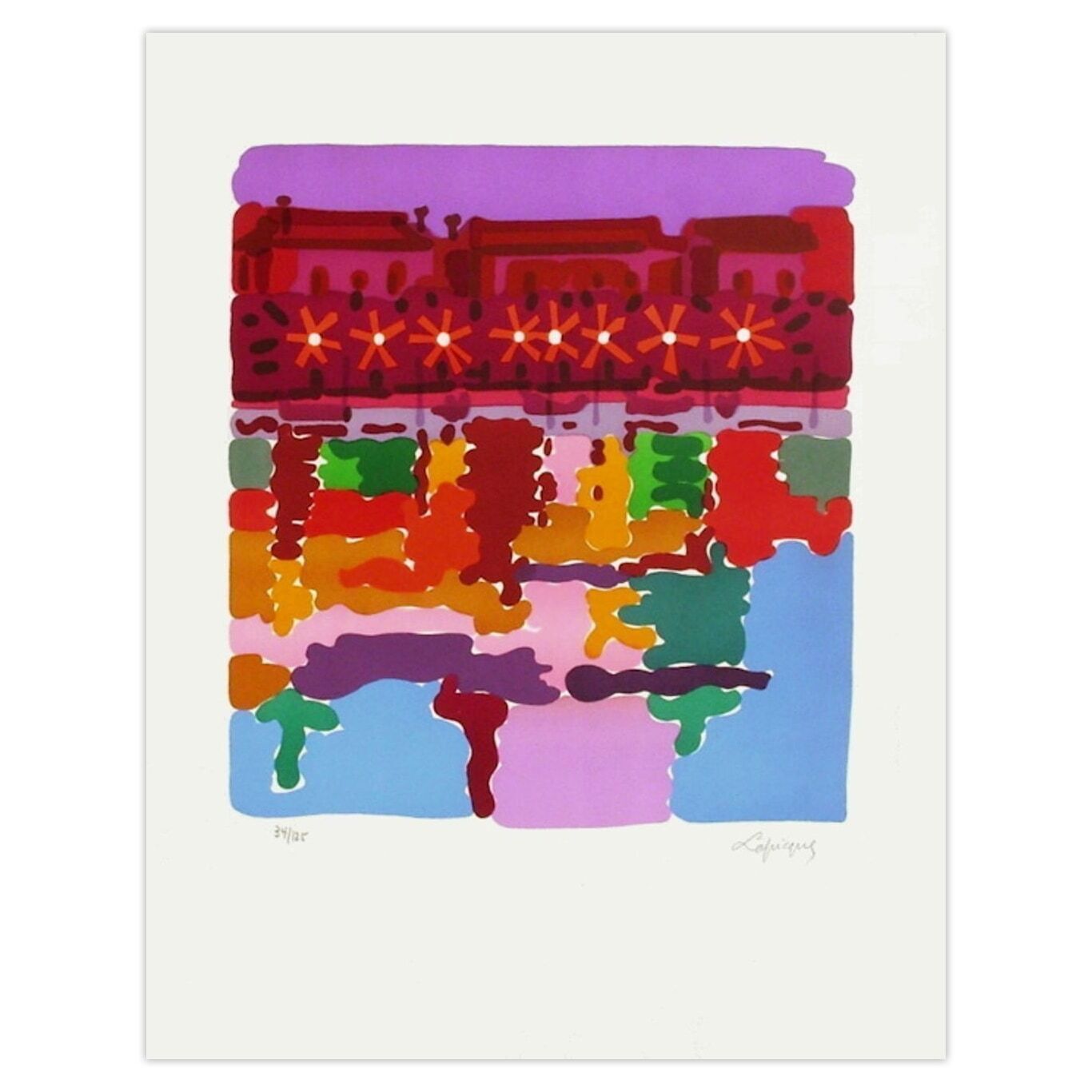Charles Lapicque Gesigneerde Lithografie Italie Venise   Le Quai Des Esclavons 1955