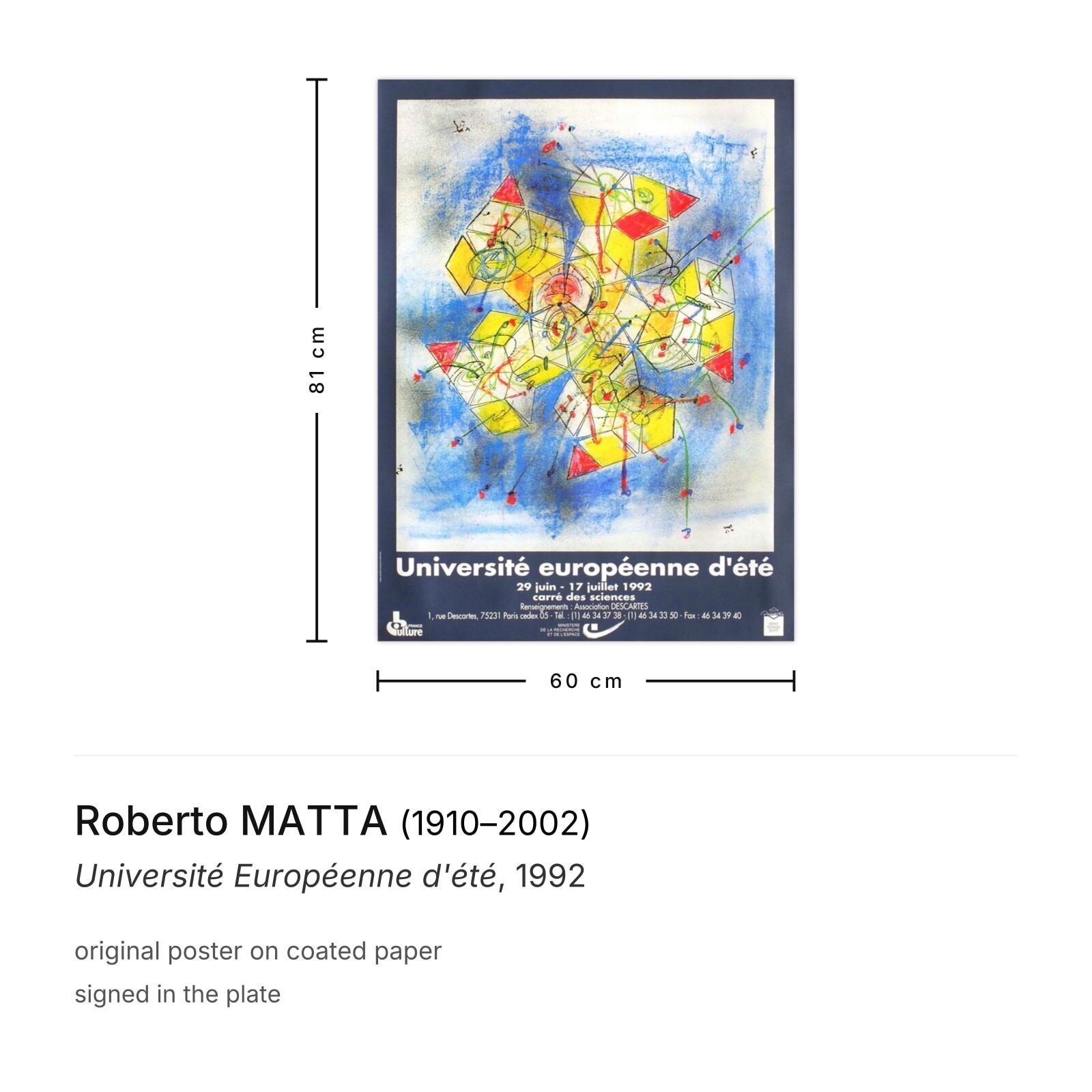 Roberto Matta Poster Université Européenne D'été 1992 photo furniture