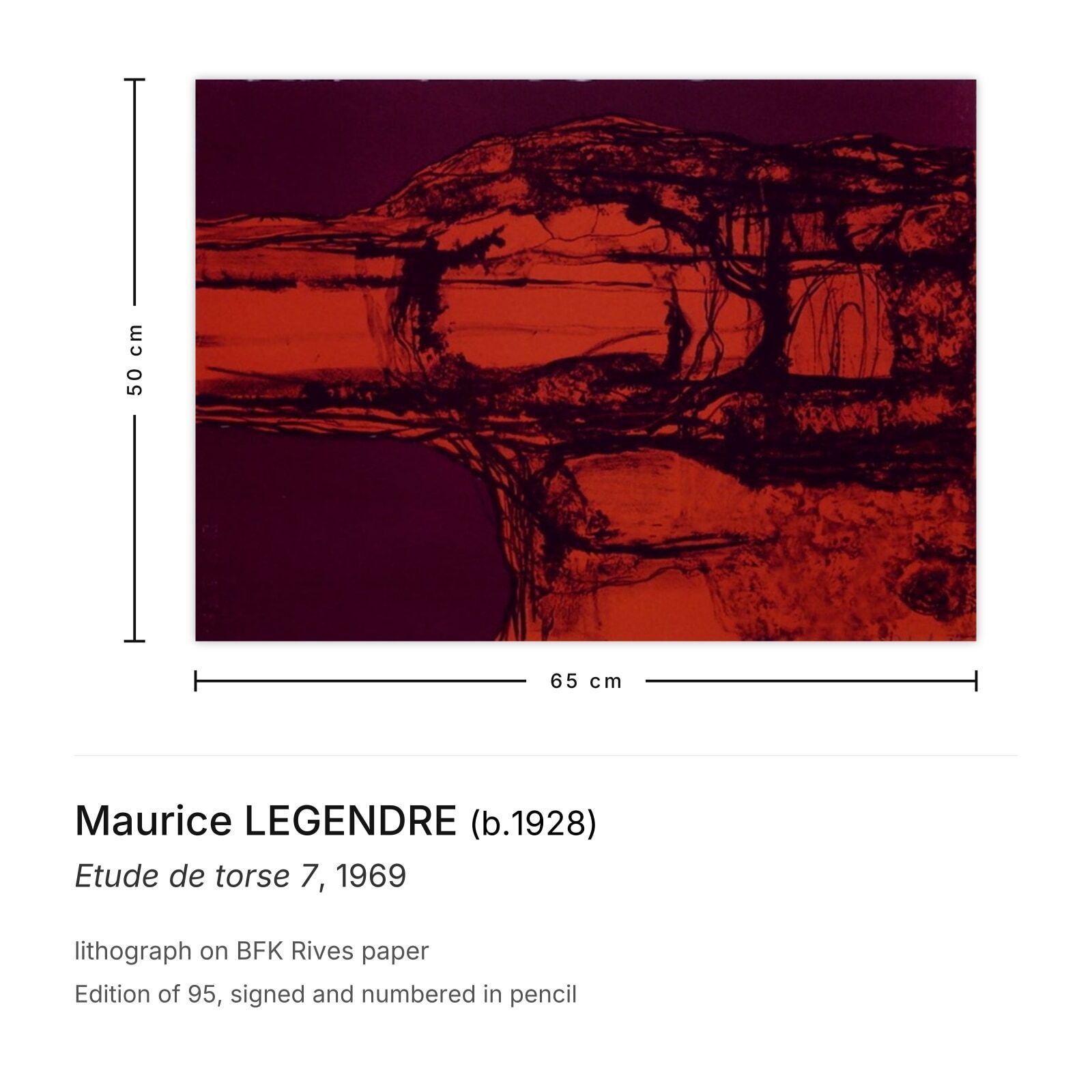 Maurice Legendre Gesigneerde Lithografie Etude De Torse 7 1969 photo furniture