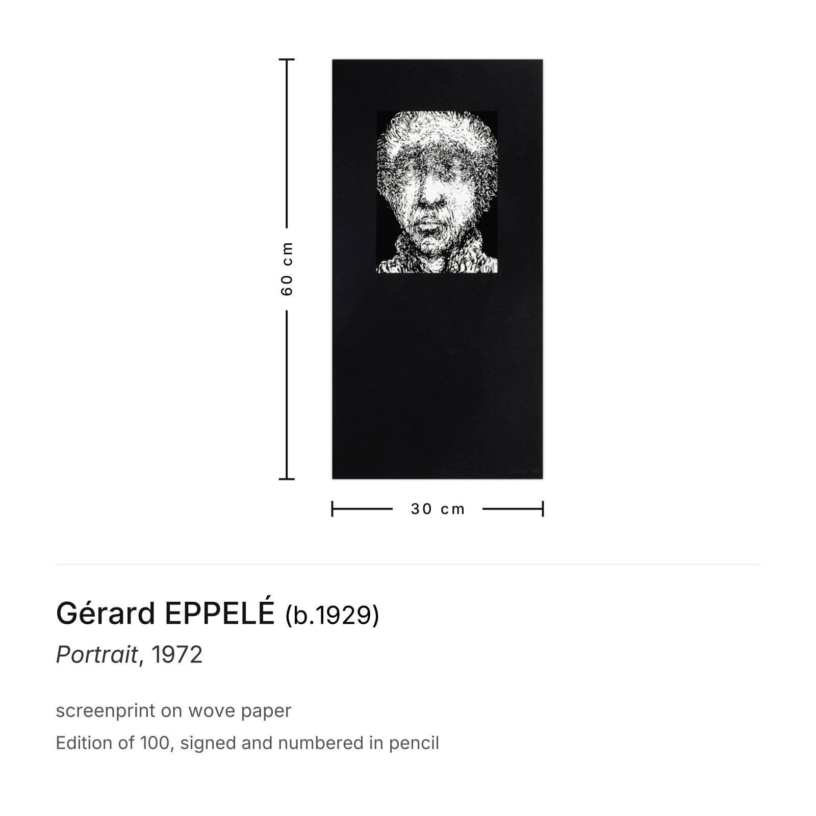 Gérard Eppelé Gesigneerde Zeefdruk Portret 1972 photo furniture
