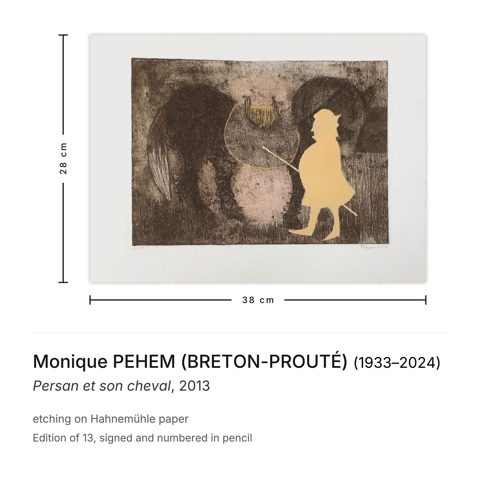 Monique Pehem (Breton Prouté) Gesigneerde Ets Persan Et Son Cheval 2013 photo furniture