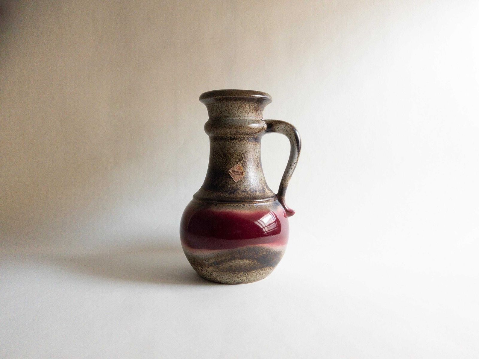 Scheurich West German Pottery vaas, grote rode keramiek, jaren 1970 decor