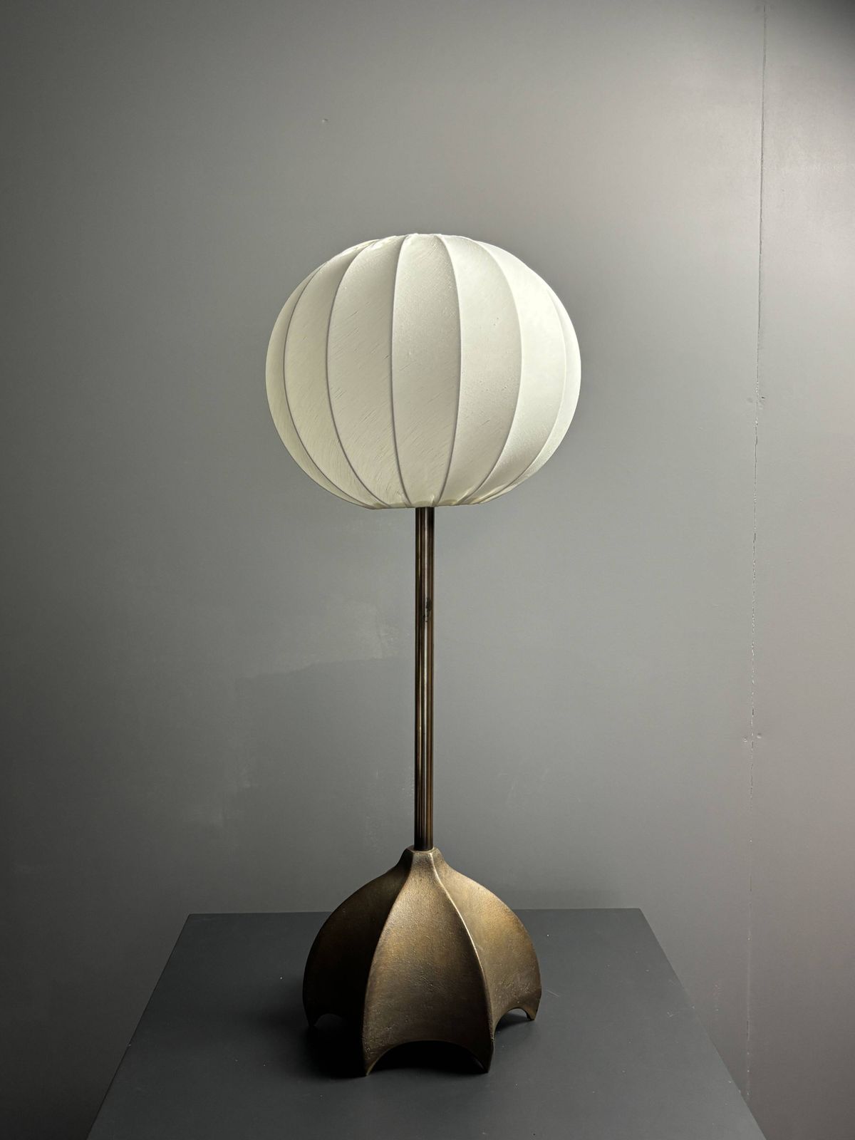 Lighting Large Dutch Brutalist Bronze Cocoon Table Lamp, 1990s photo