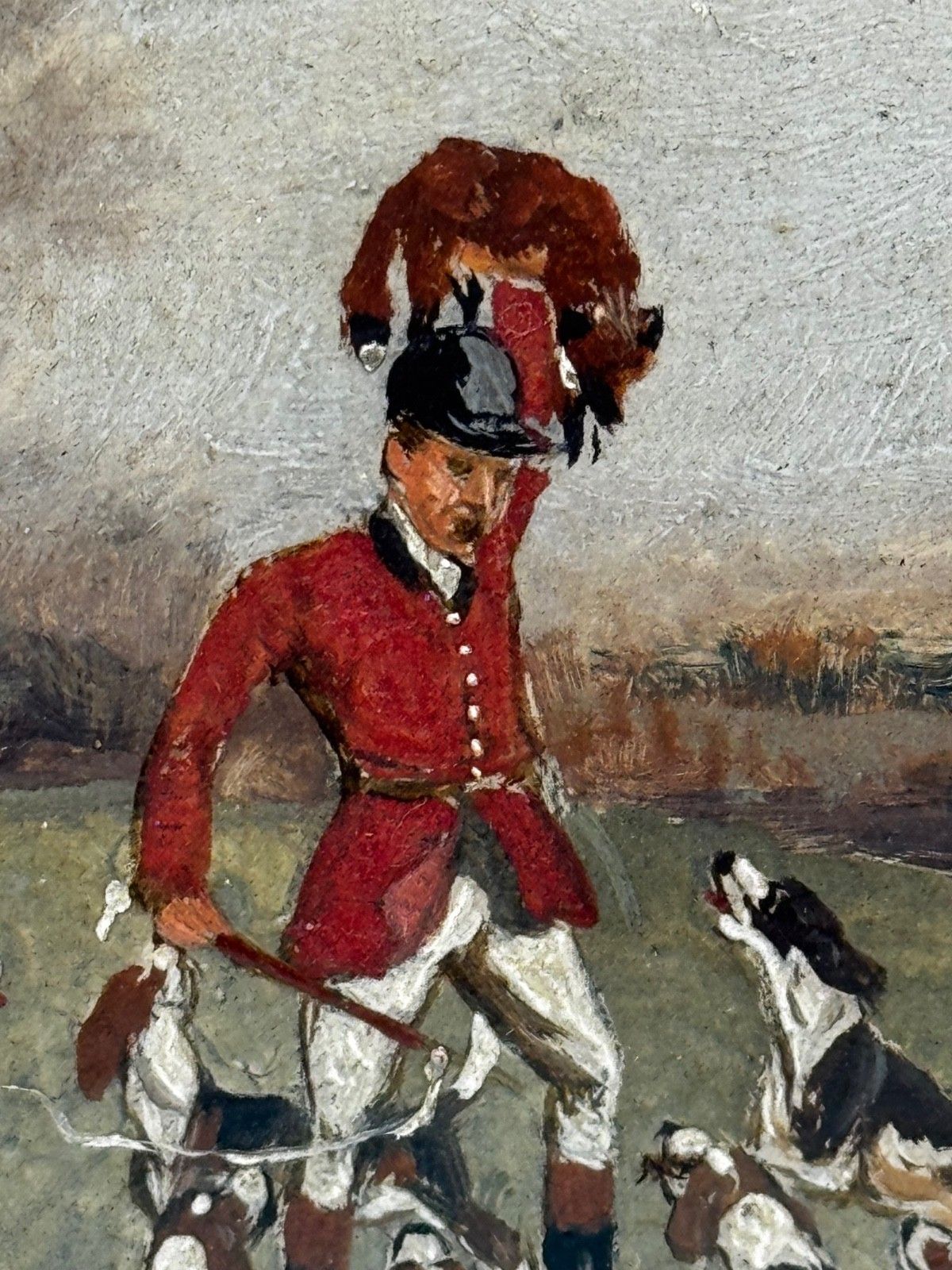 photo for sale Victorian olieverfschilderij "The Death The Berkeley Hunt" ca. 1880, gesigneerd door Charles Faulkner