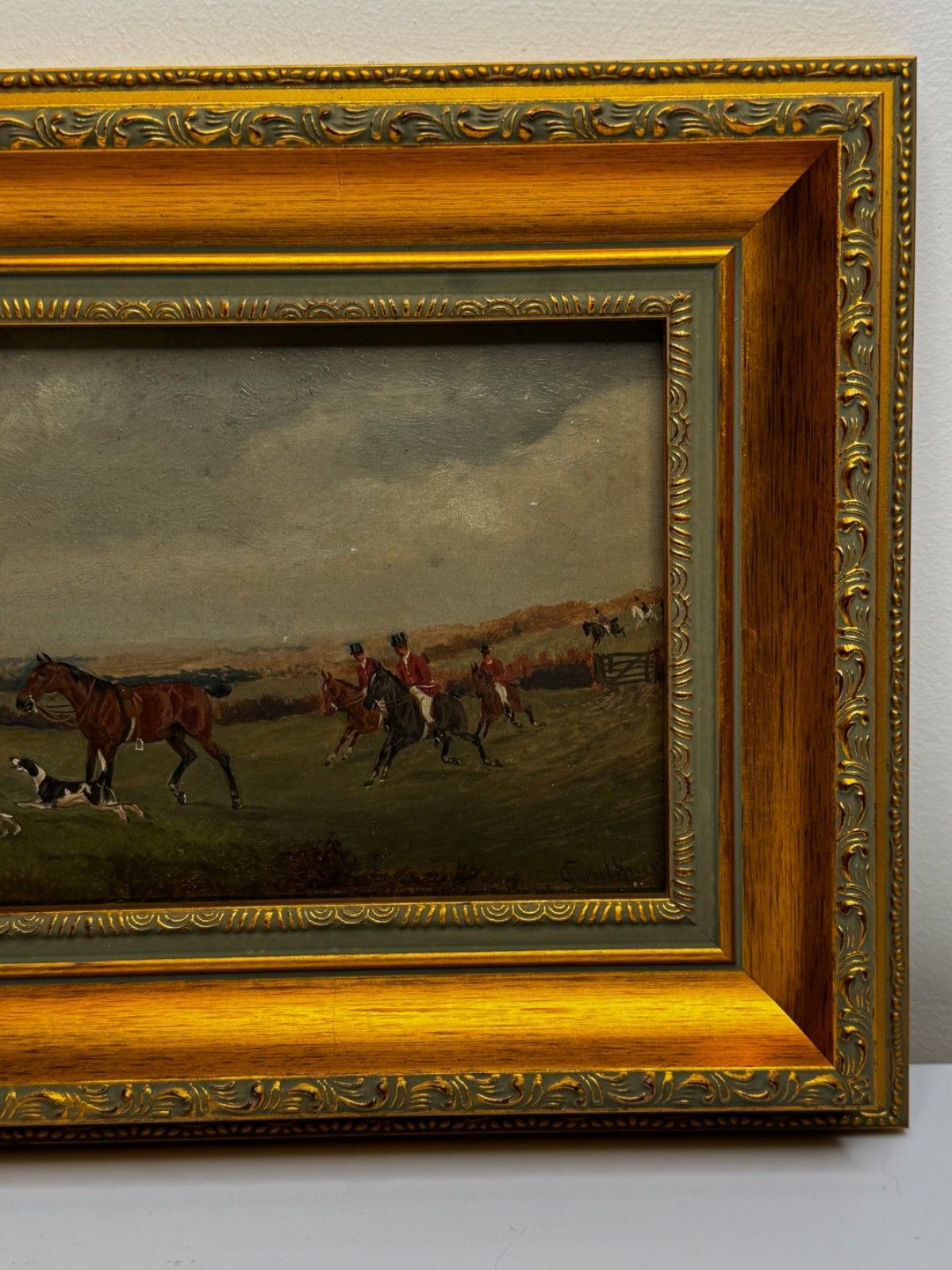 photo vintage Victorian Oil Painting The Death The Berkeley Hunt C1880 Signed By Charles Faulkner