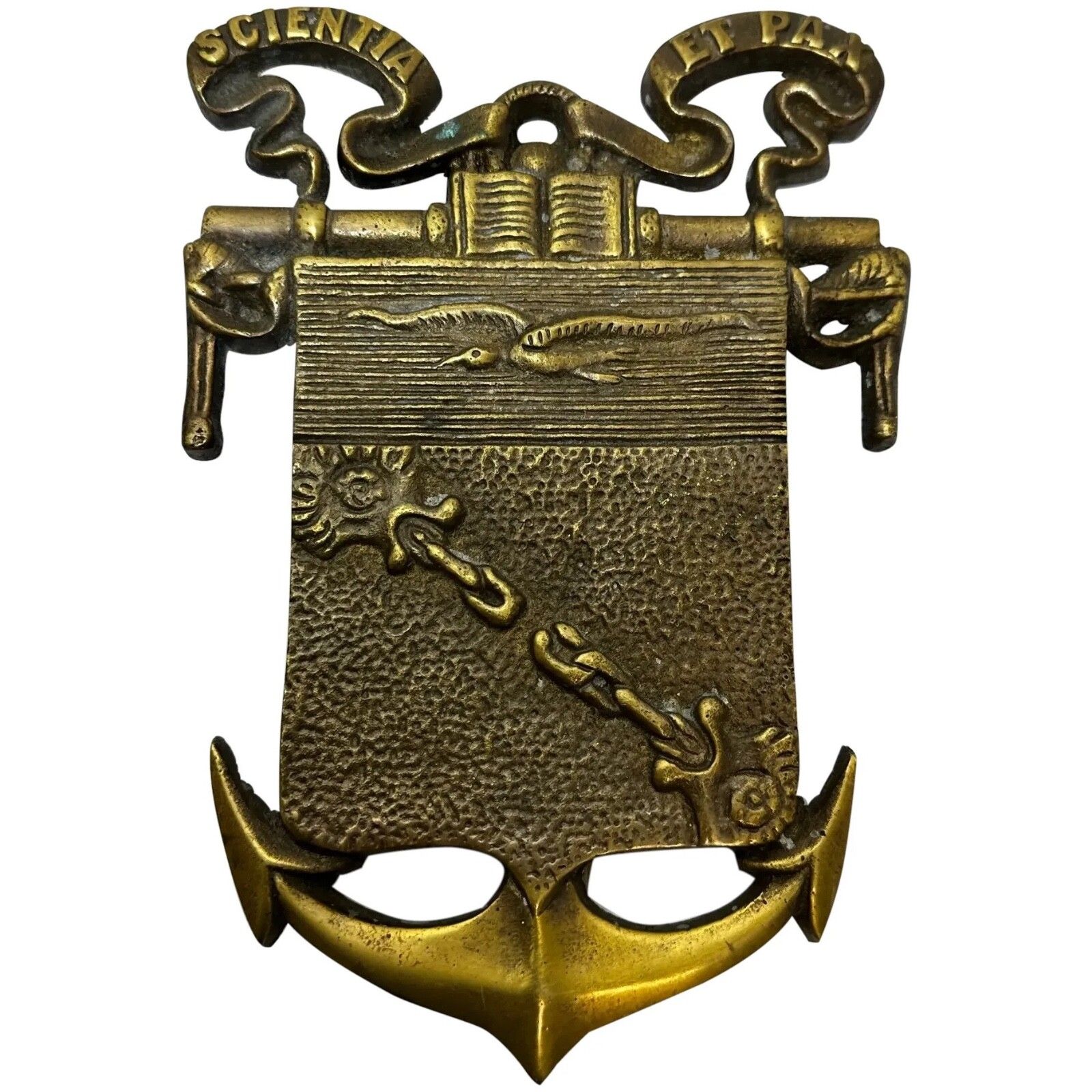 Antiek Anker Ketting Meeuw Wandplaquette Scientia Et Pax
