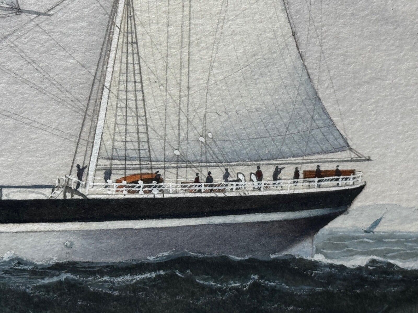 4500.0 Victorian Painting Brocklebank Line Four Masted Barque Steel Hull Ship Sindia photo