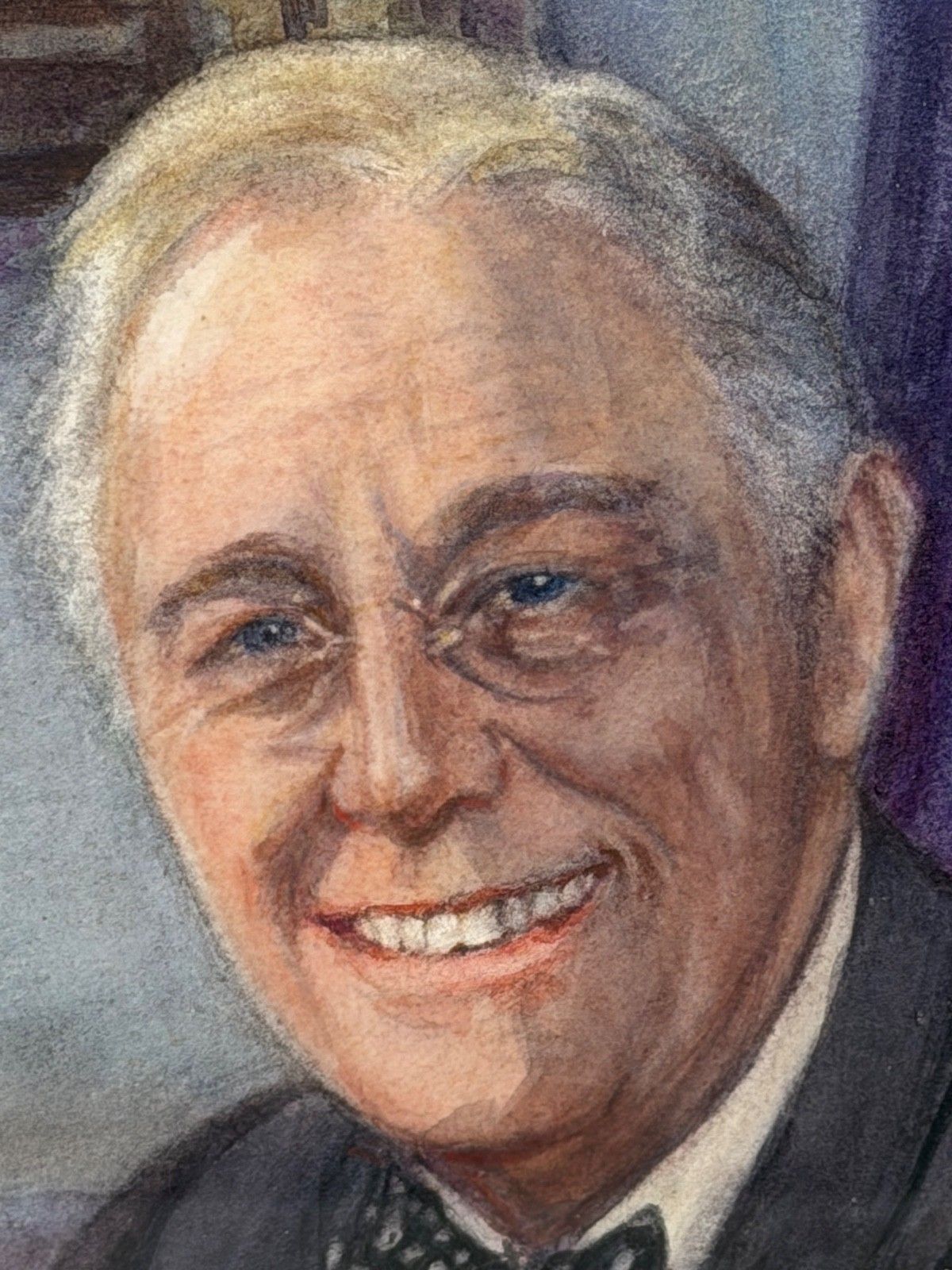 photo vinterior Mid-Century portreitschilderij van President Franklin D. Roosevelt (1882-1945), ca. jaren 1940