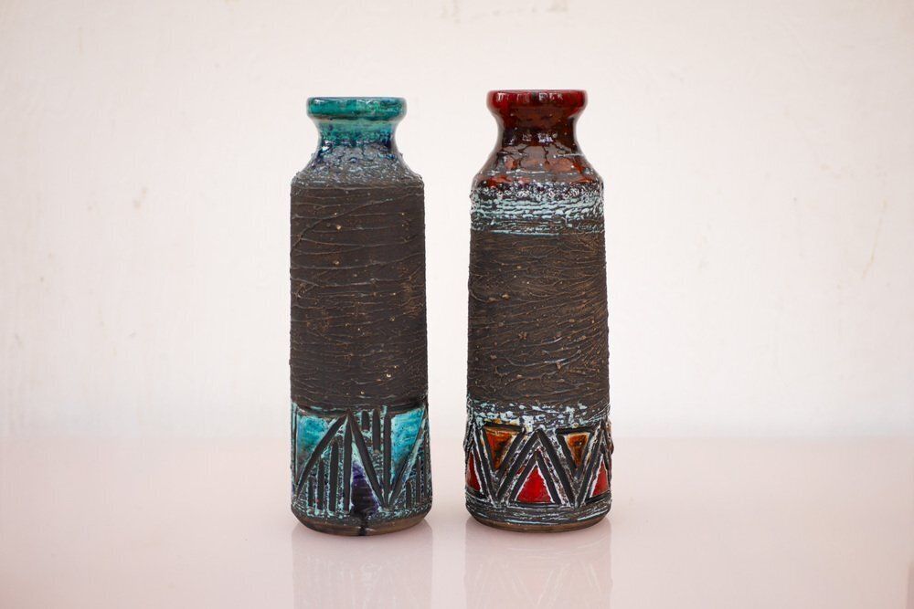Mid Century Modern Scandinavian Pottery Vases From Tilgmans, Sweden, Set Of 2