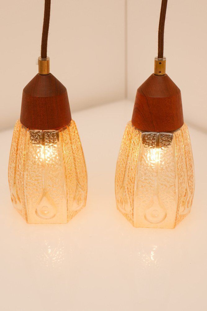 Pendant Lamps In Glass From Pukeberg, Sweden, 1960s, Set Of 2 photo 645.0