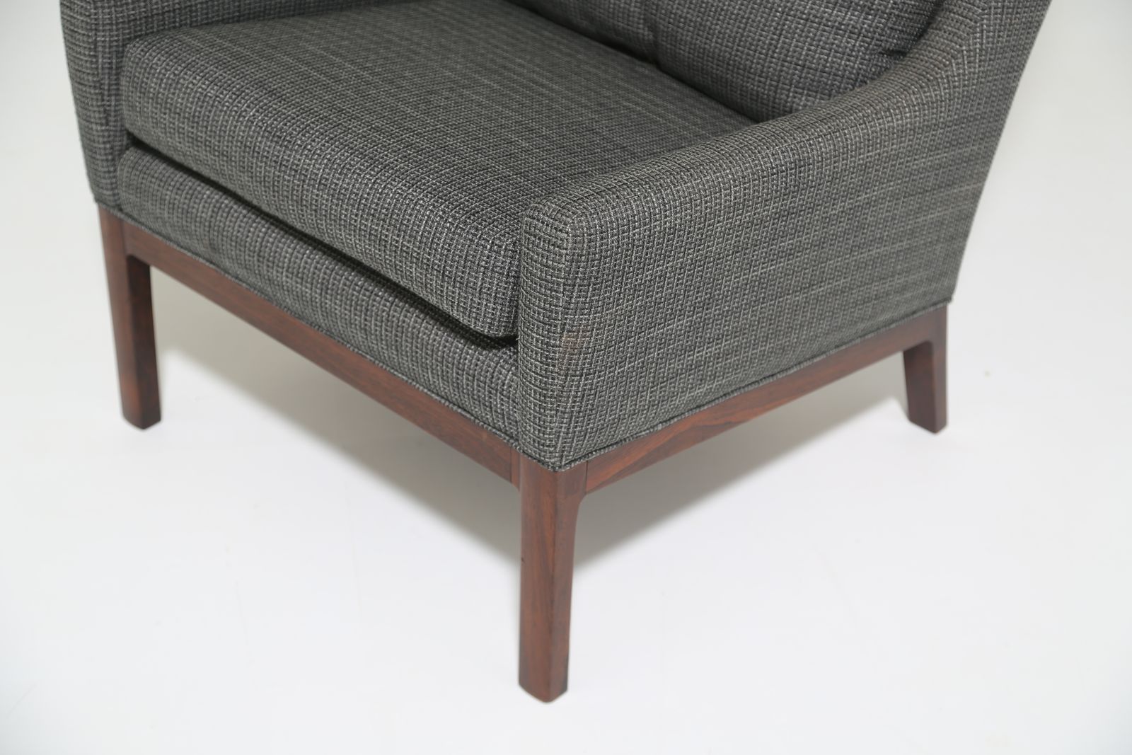 Vintage Danish High Back Lounge Chair In Rosewood & Grey Tweed By Kai Lyngfeldt Larsen, 1960s photo Furniture