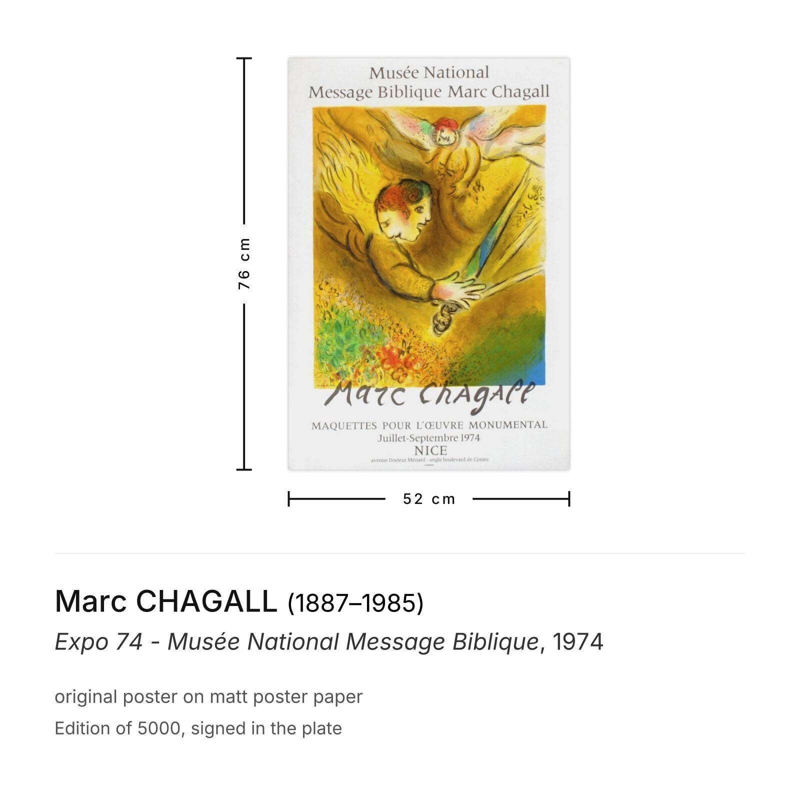 Marc Chagall Poster Expo 74   Musée National Message Biblique photo furniture