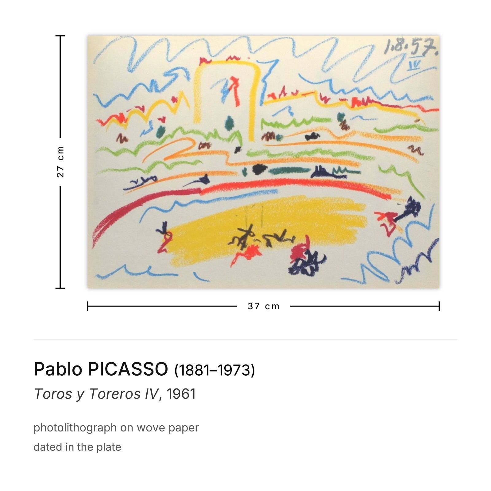 Pablo Picasso Lithograph Toros Y Toreros IV 1961 photo furniture